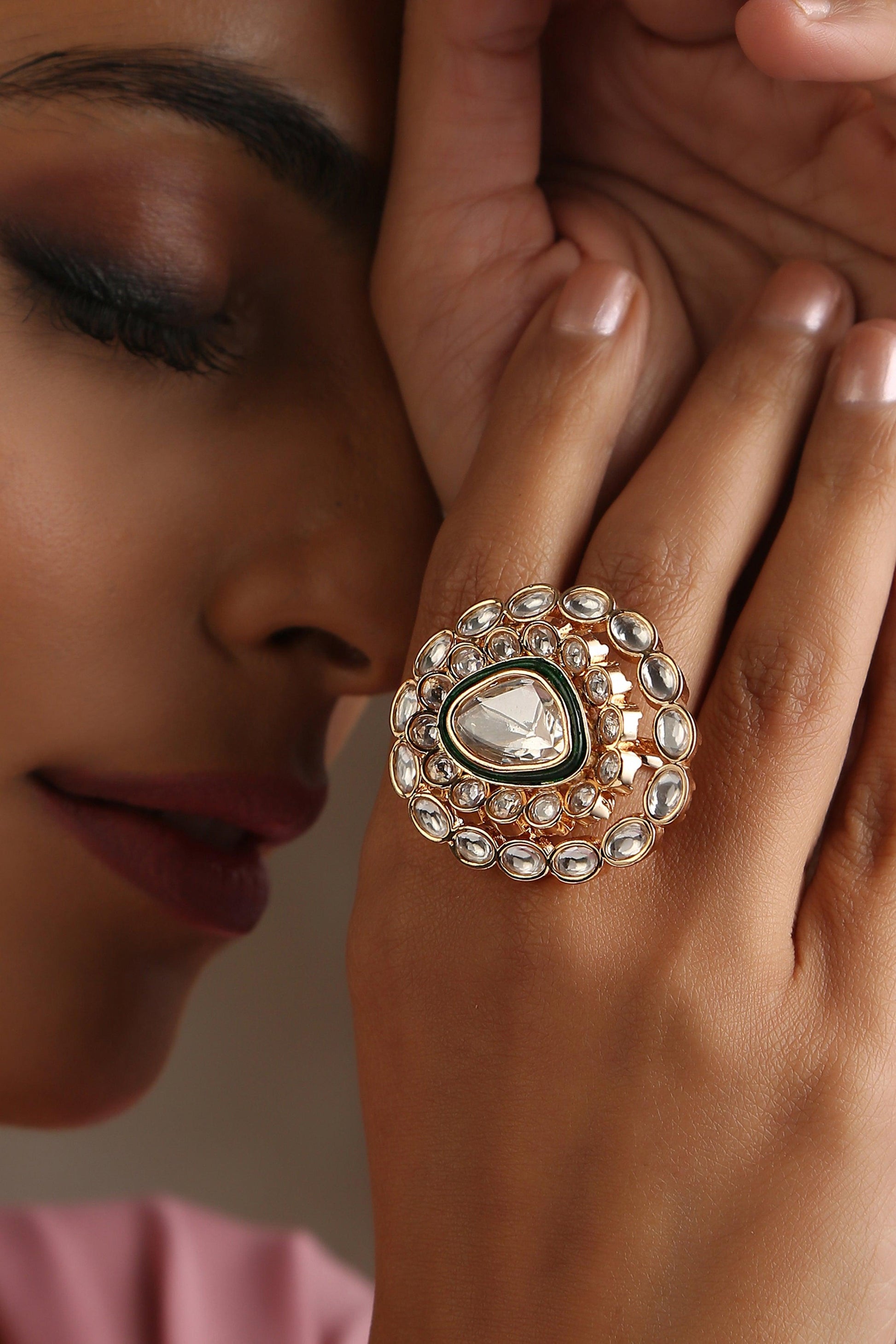 Scarlet Glow Polki Ring - Dyulokha