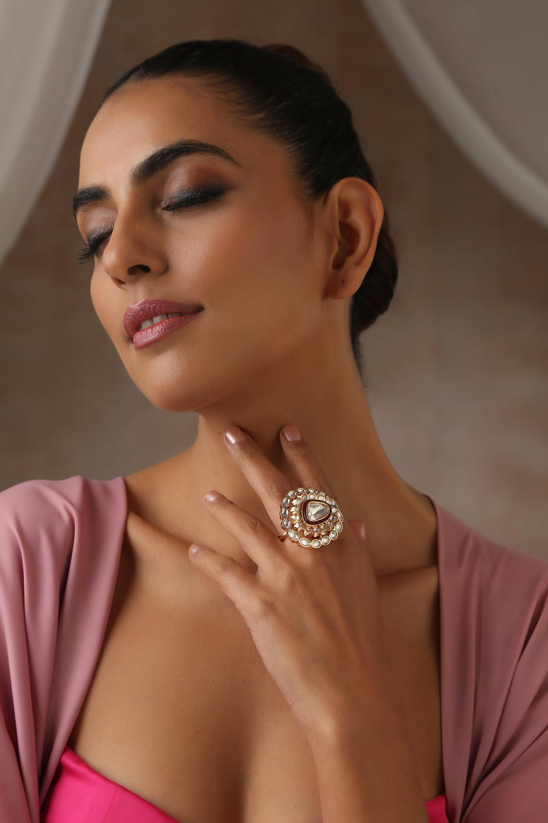 Crimson Glow Polki Ring - Dyulokha