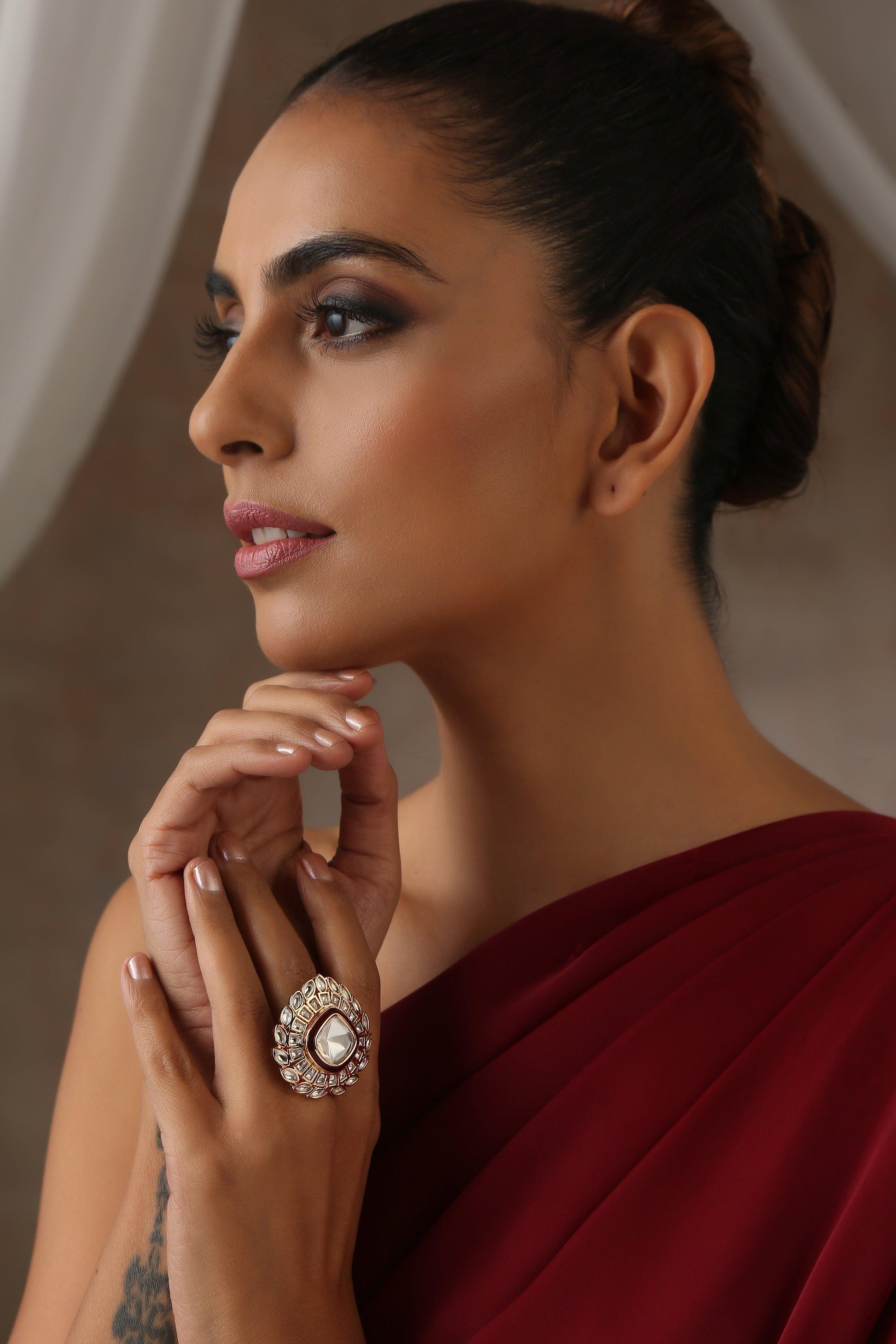 Ruby Gleam Polki Ring - Dyulokha