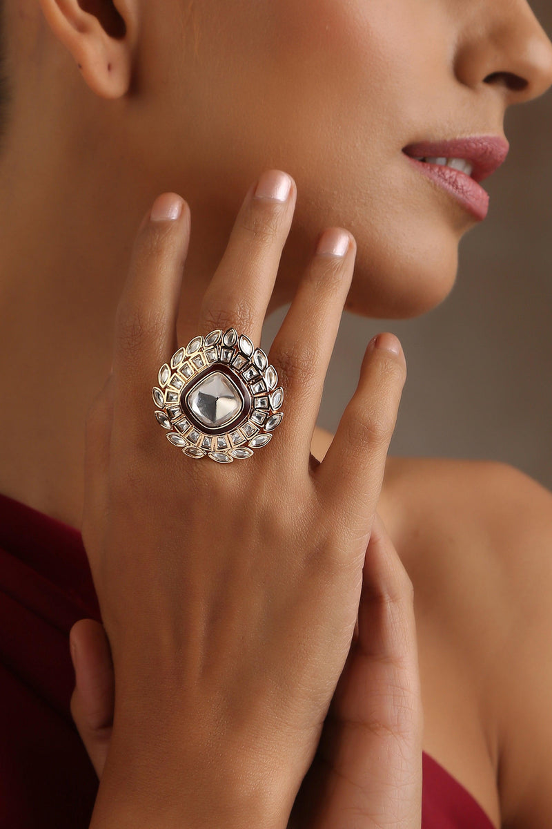 Ruby Gleam Polki Ring - Dyulokha