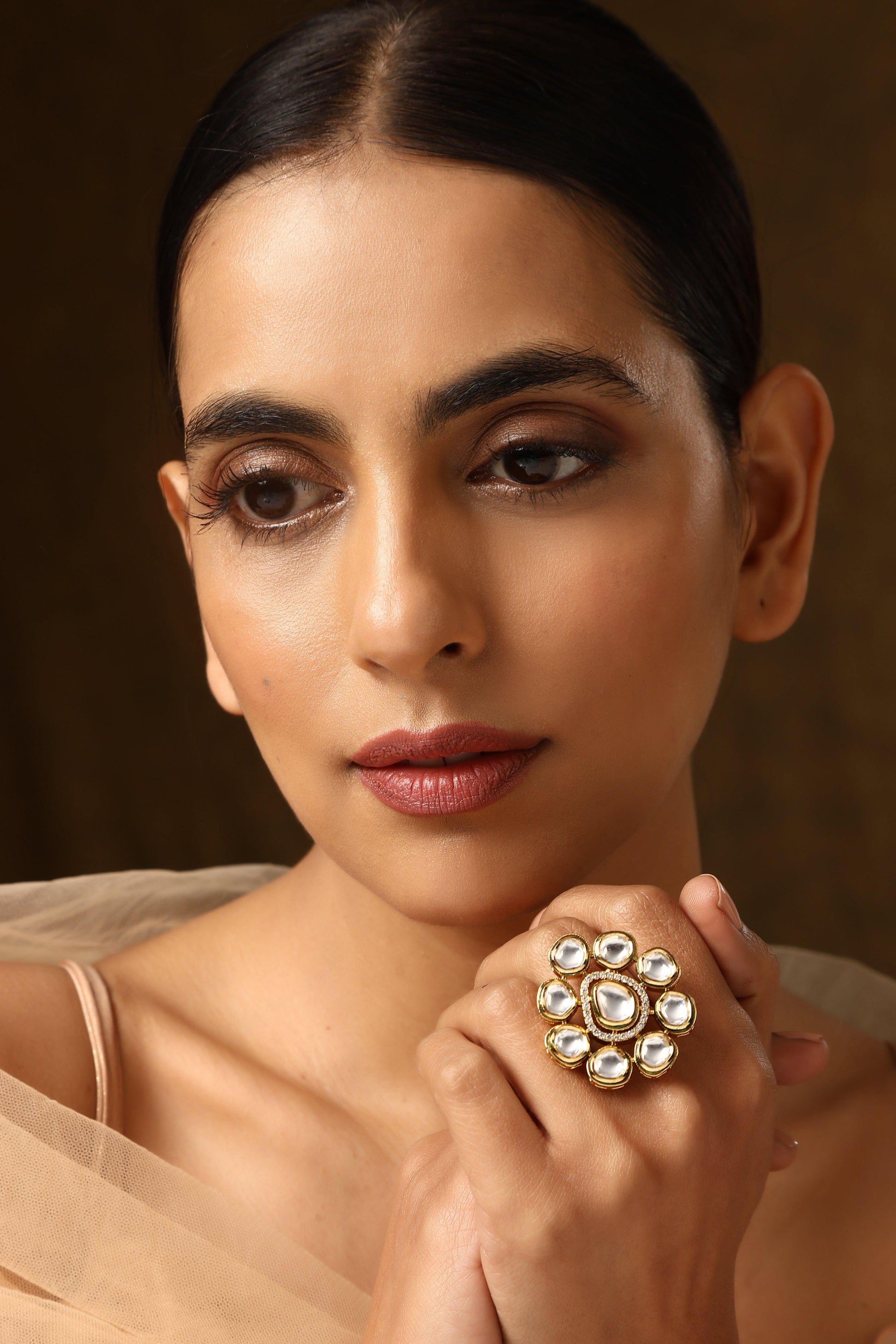 Golden Aura Kundan Ring - Dyulokha