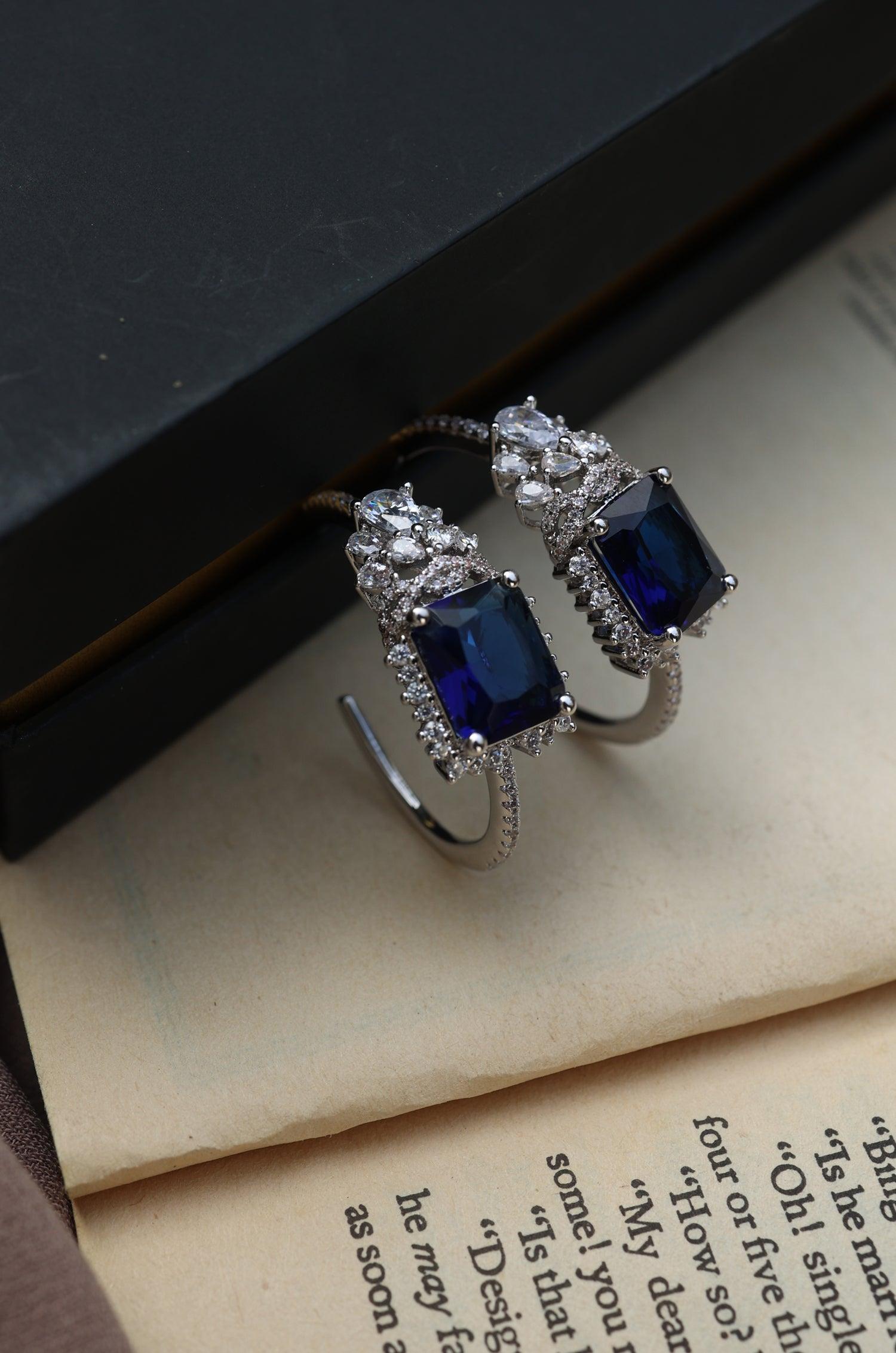 Sapphire Sparkle Hoops - Dyulokha