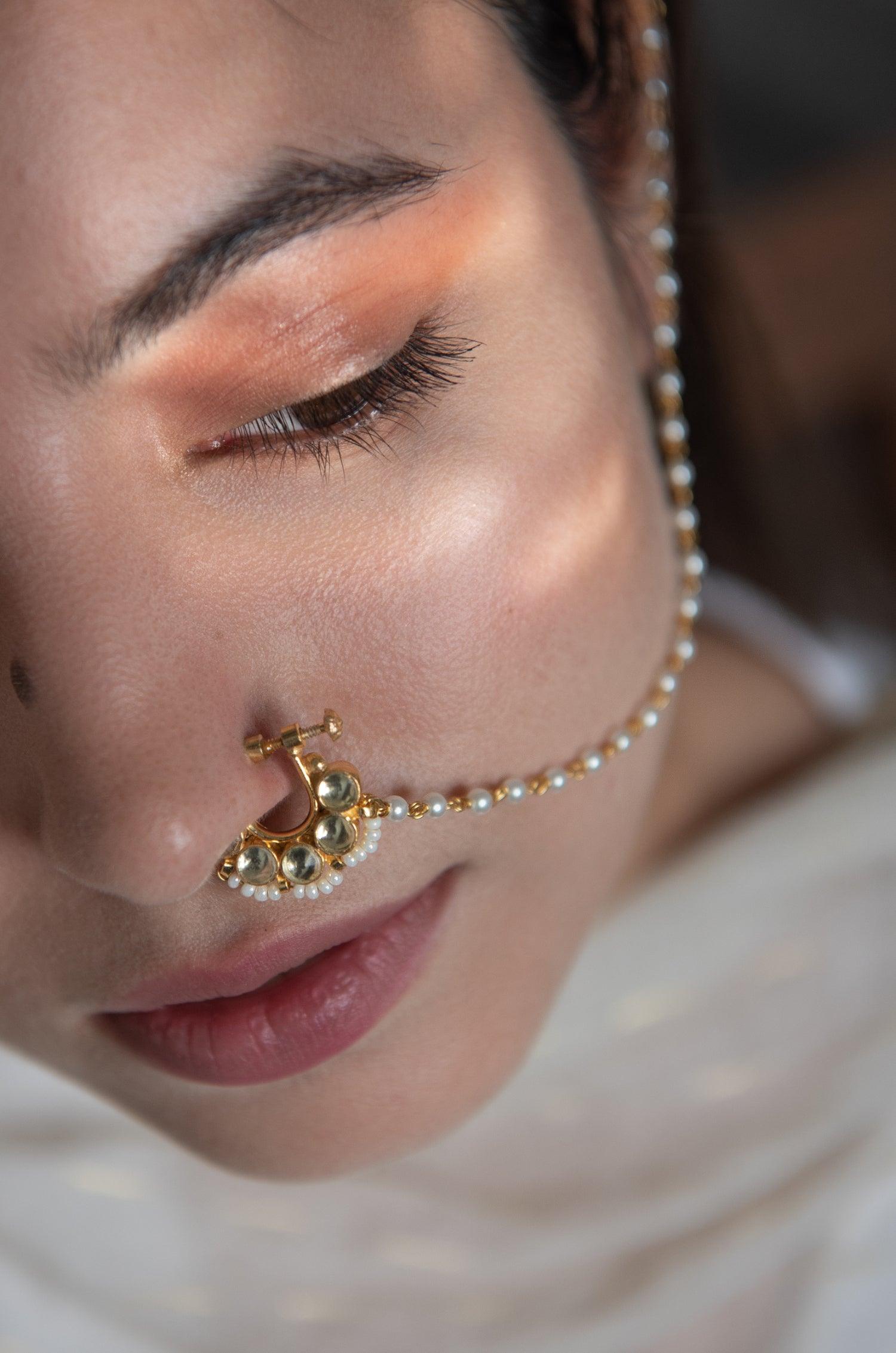 Radiant Kundan Nose Ring - Dyulokha