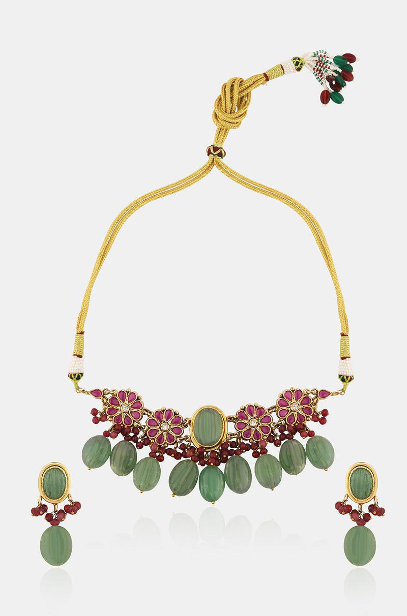 Scarlet Mint Choker Set - Dyulokha