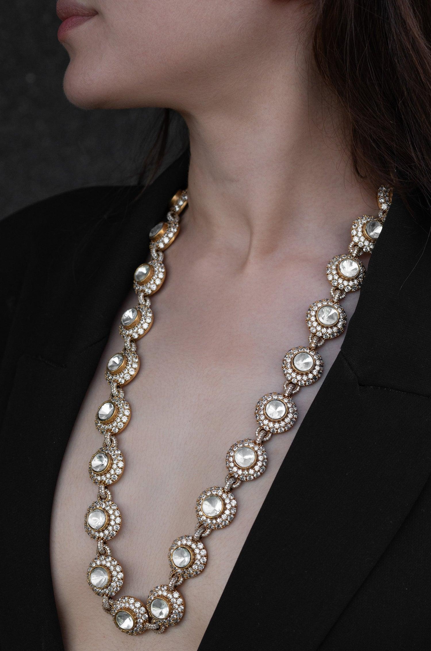 Dazzling Gold Polki Necklace - Dyulokha