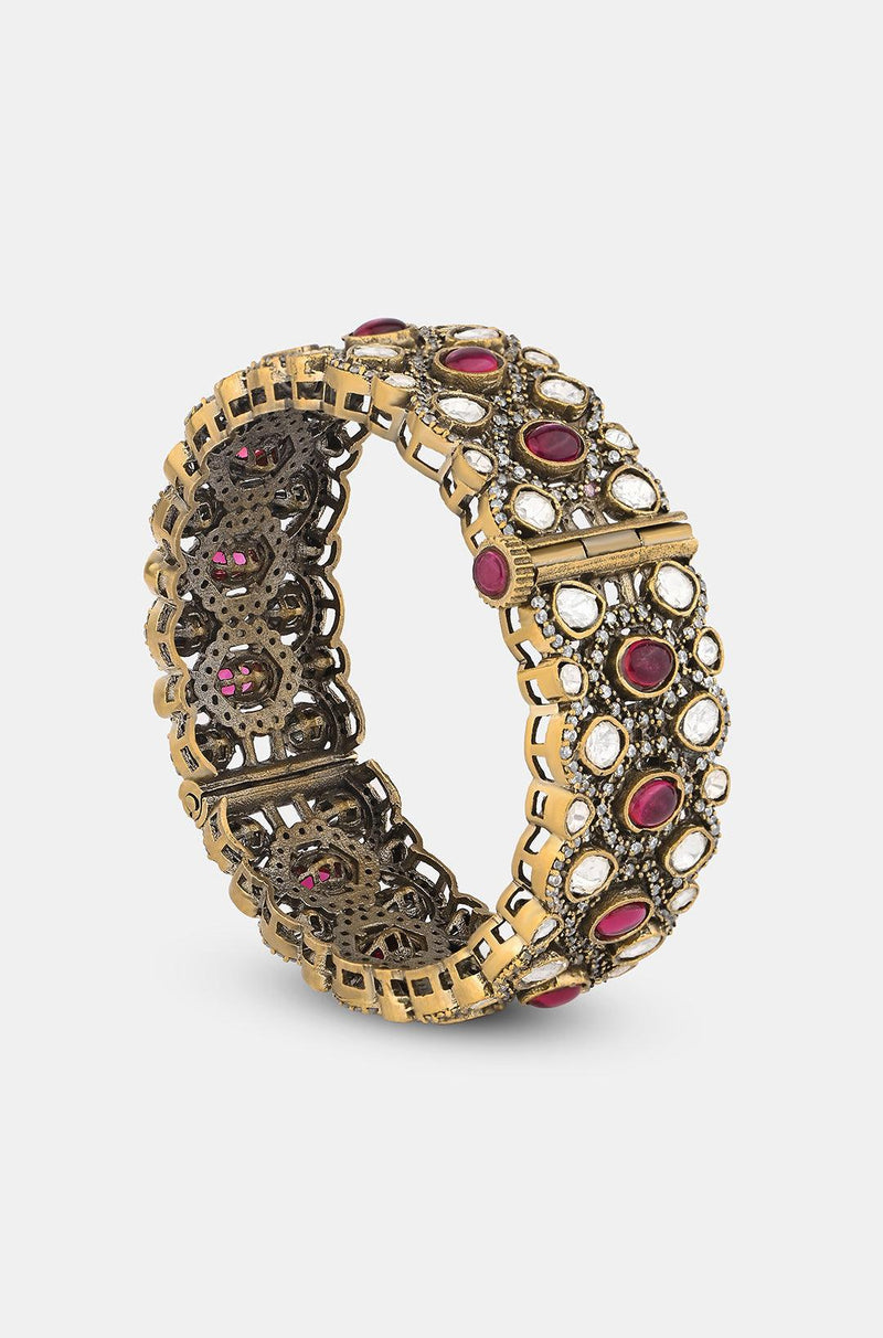 Crimson Red Polki Bangle - Dyulokha