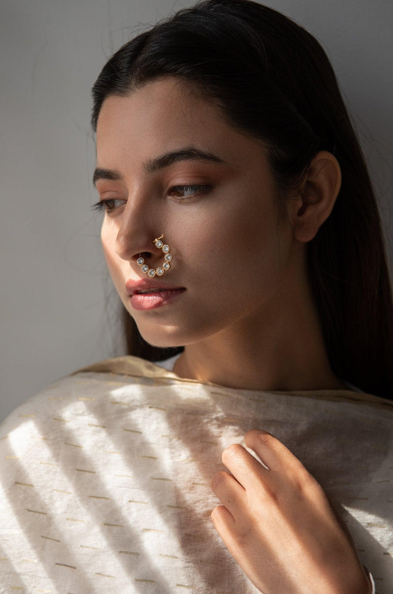 Dazzling Polki Nose Ring - Dyulokha