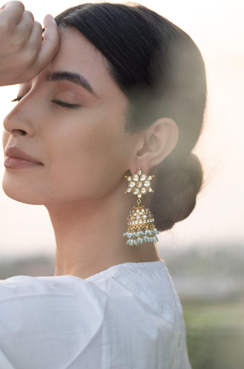 Kundan Pearl Jhumkas - Dyulokha