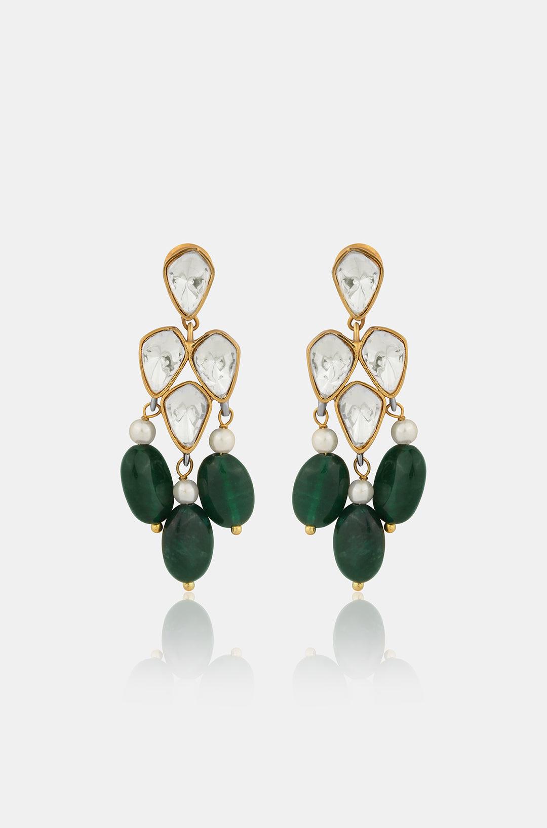 Emerald Polki Elegant Necklace Set - Dyulokha