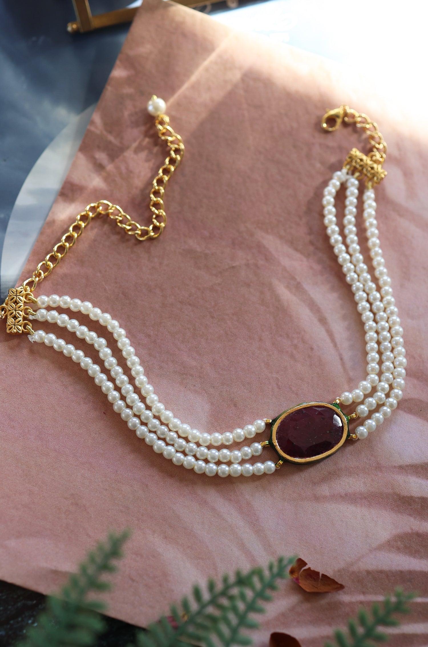 Scarlet Pearl Necklace - Dyulokha