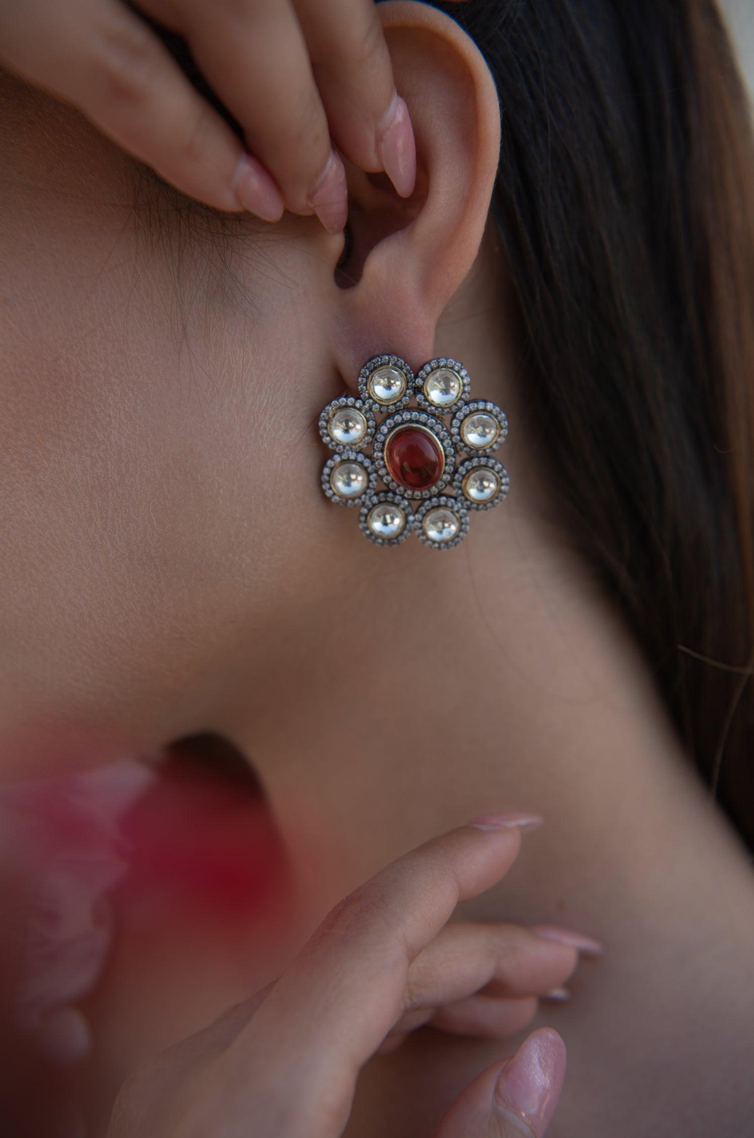 Ruby Polki Glam Studs - Dyulokha