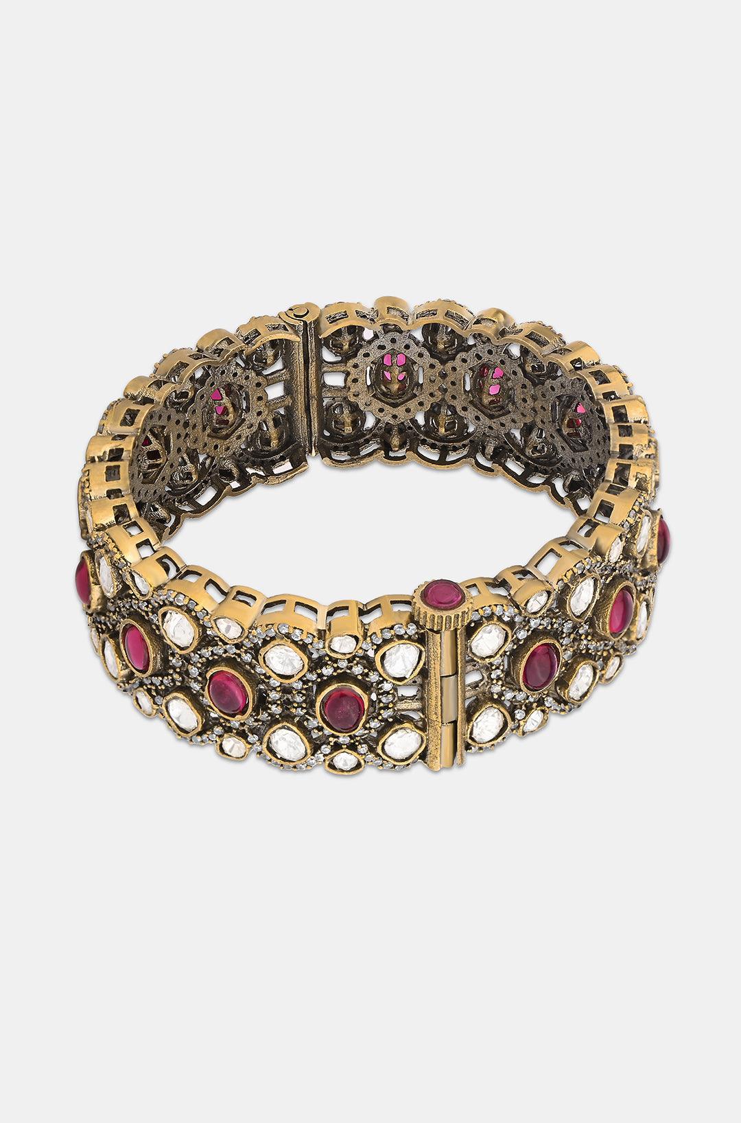 Crimson Red Polki Bangle - Dyulokha