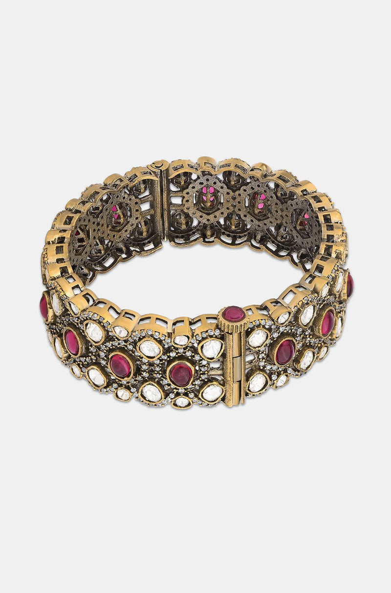 Crimson Red Polki Bangle - Dyulokha