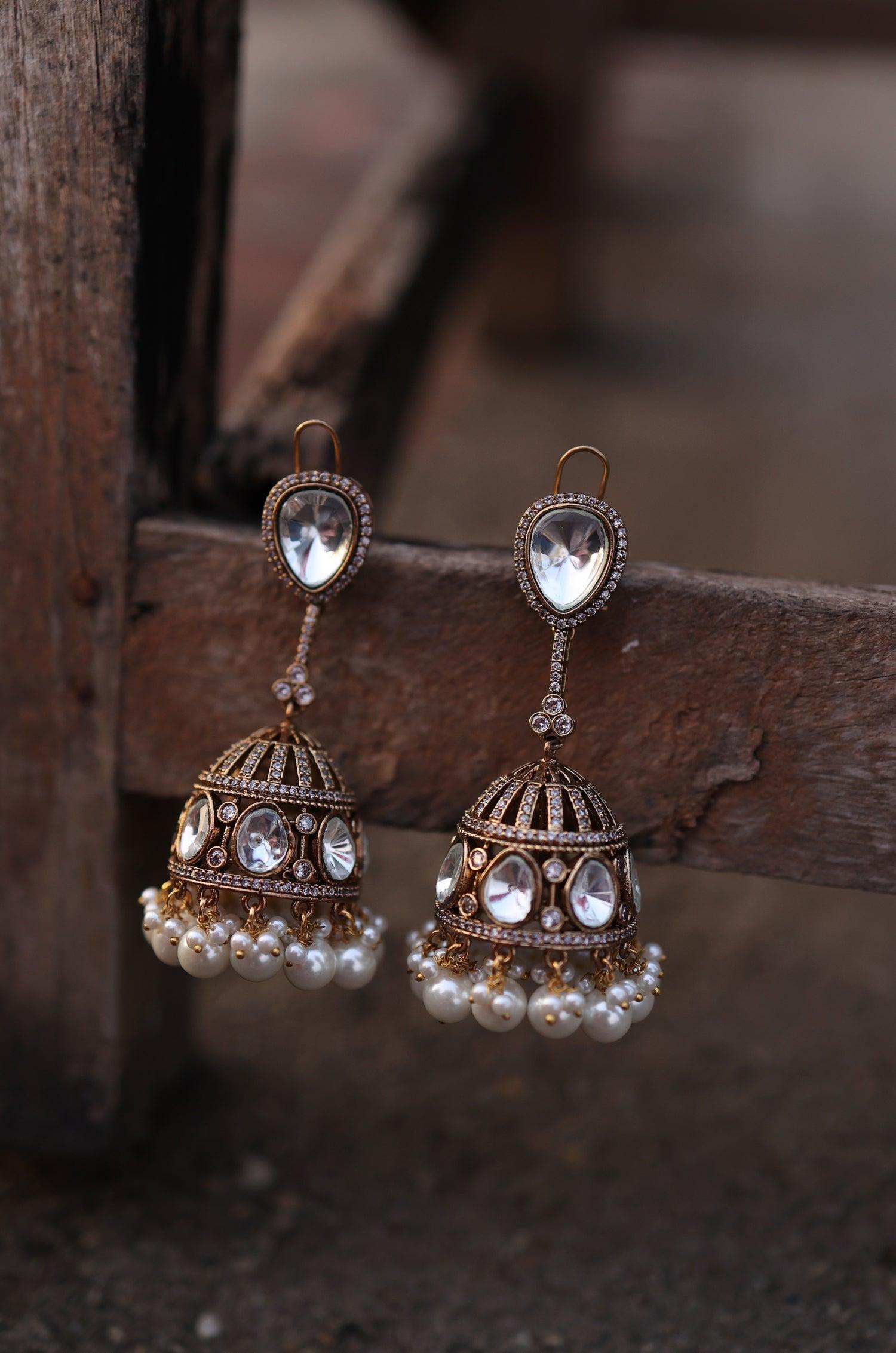 Glamorous Polki Jhumkas - Dyulokha