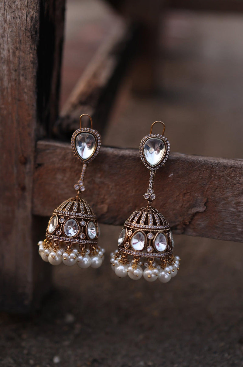 Glamorous Polki Jhumkas - Dyulokha