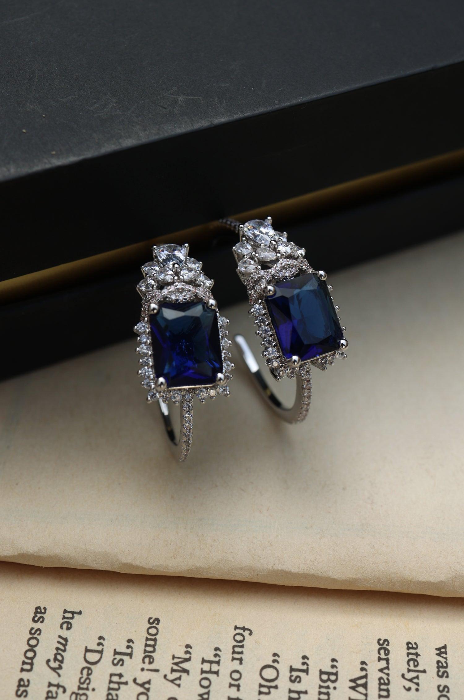 Sapphire Sparkle Hoops - Dyulokha