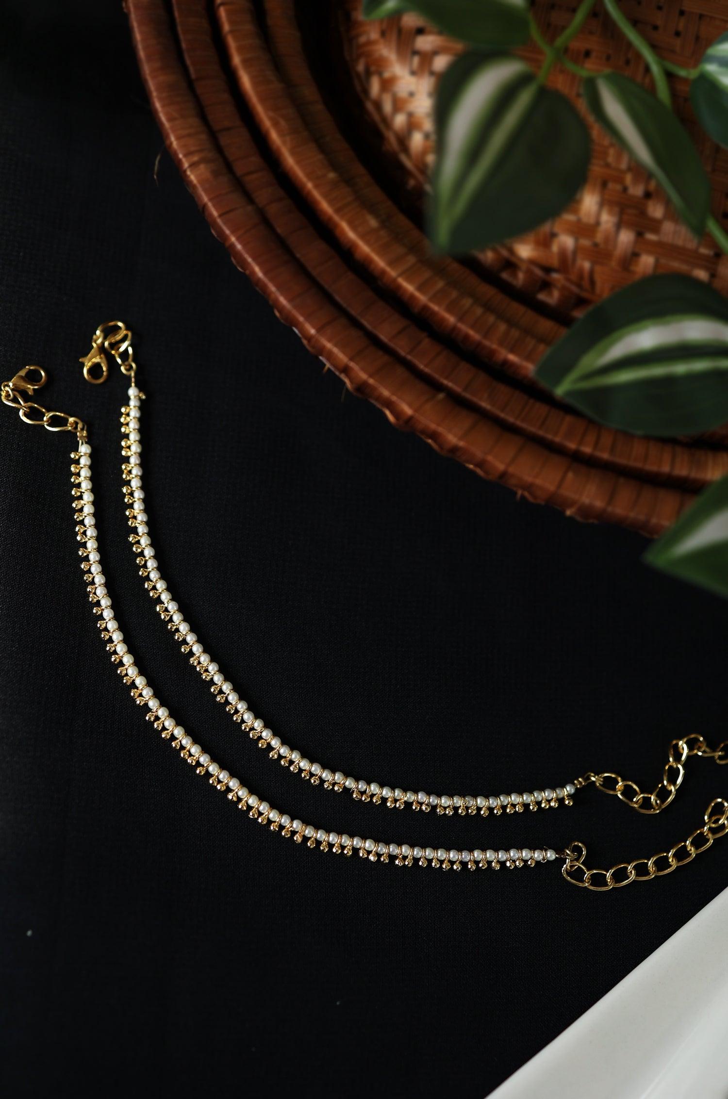 Emerald Pearl Anklets - Dyulokha