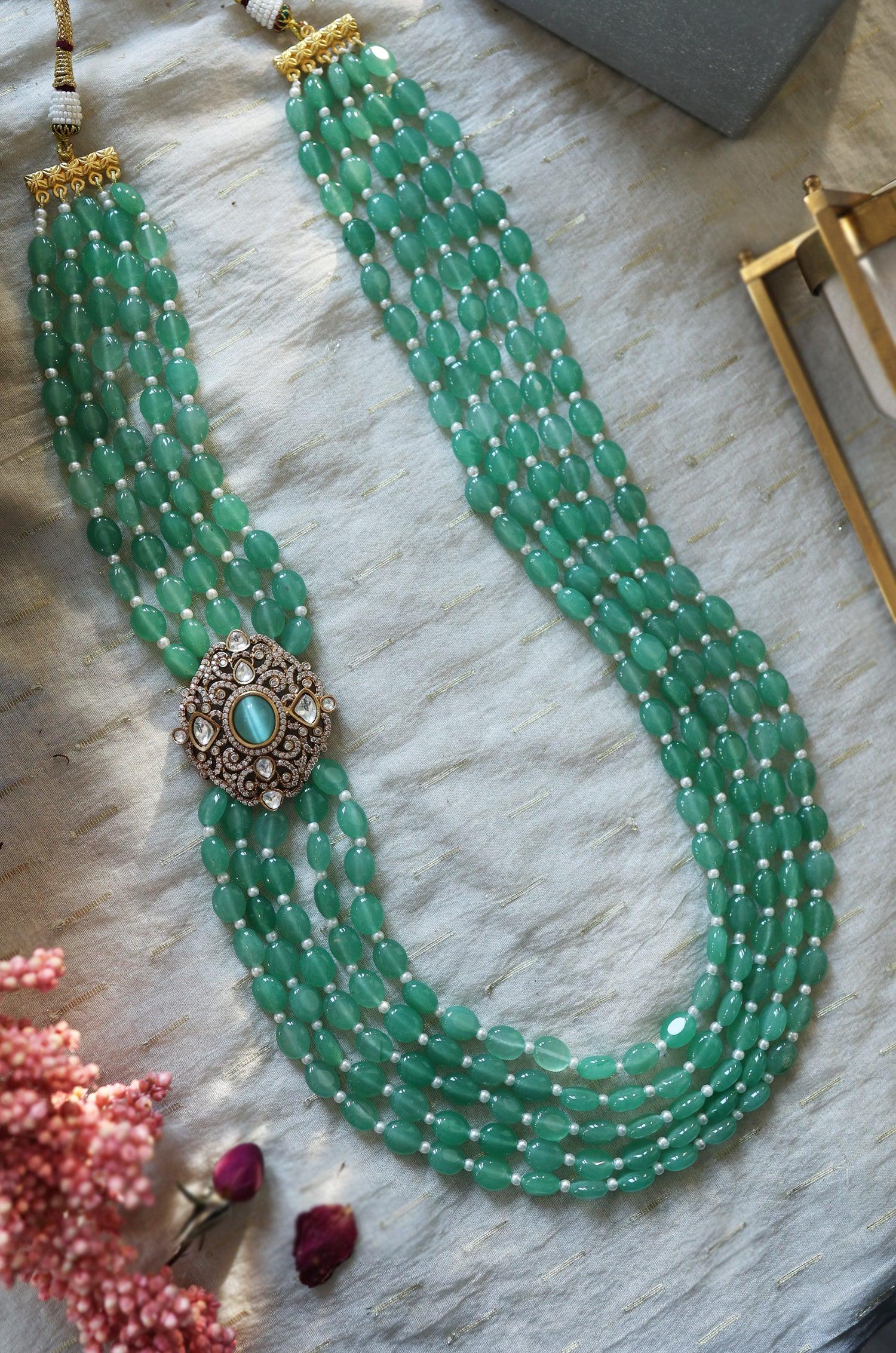 Minty Polki Elegance Necklace - Dyulokha