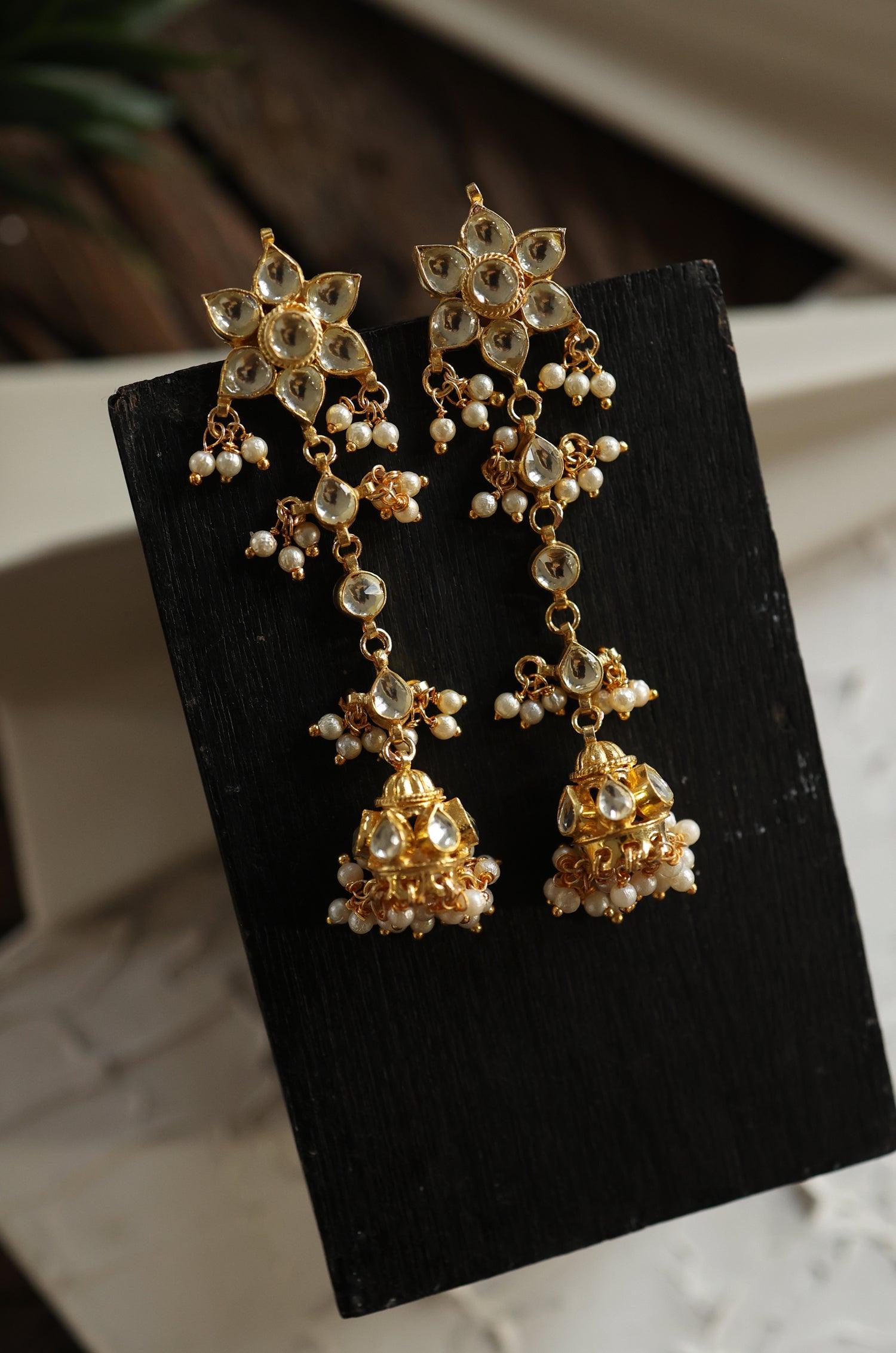Exquisite Kundan Jhumkas - Dyulokha