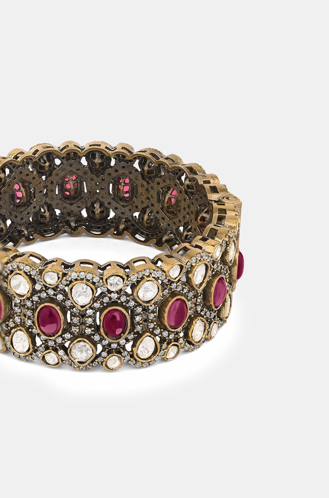 Crimson Red Polki Bangle - Dyulokha