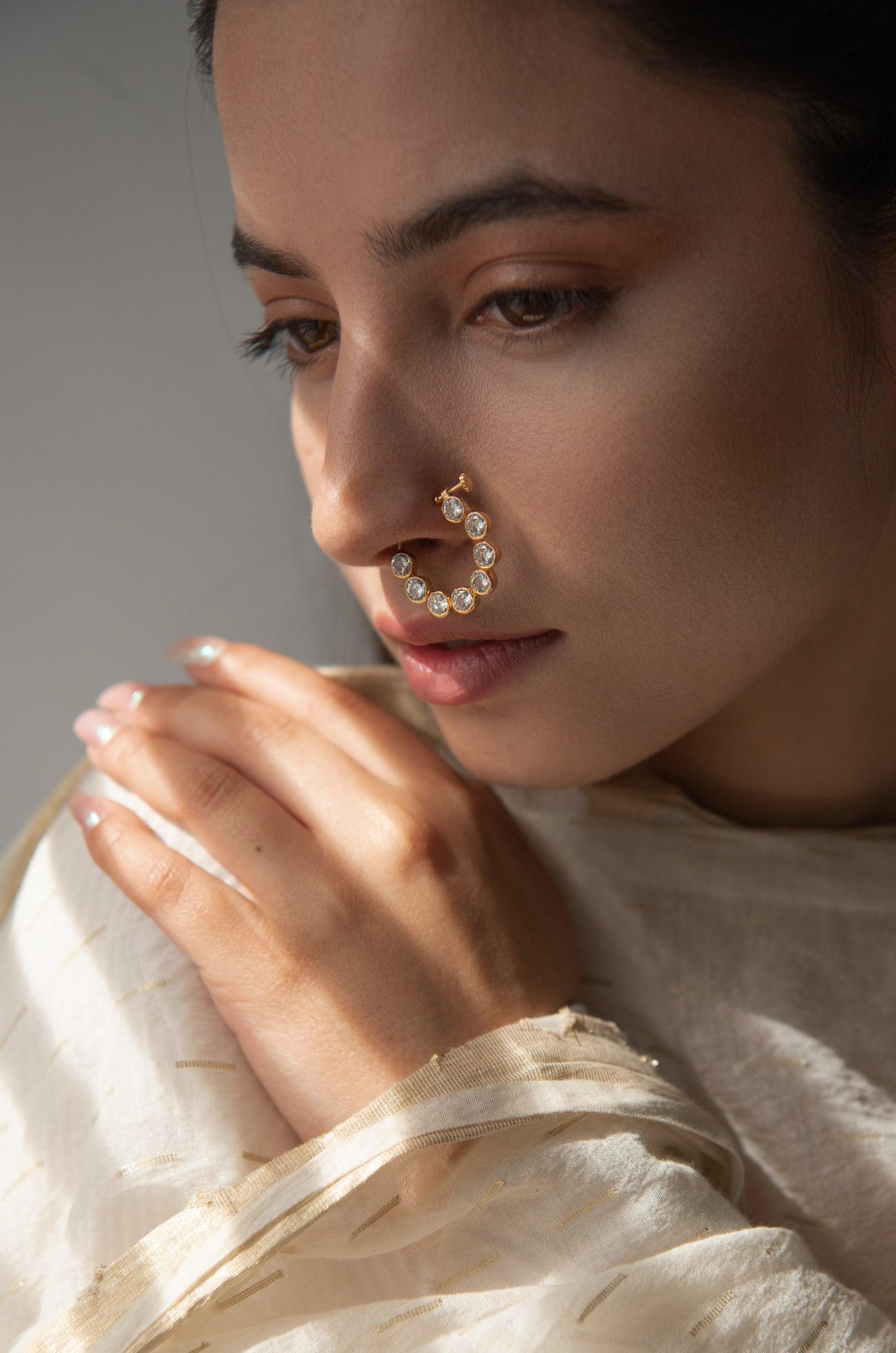 Dazzling Polki Nose Ring - Dyulokha