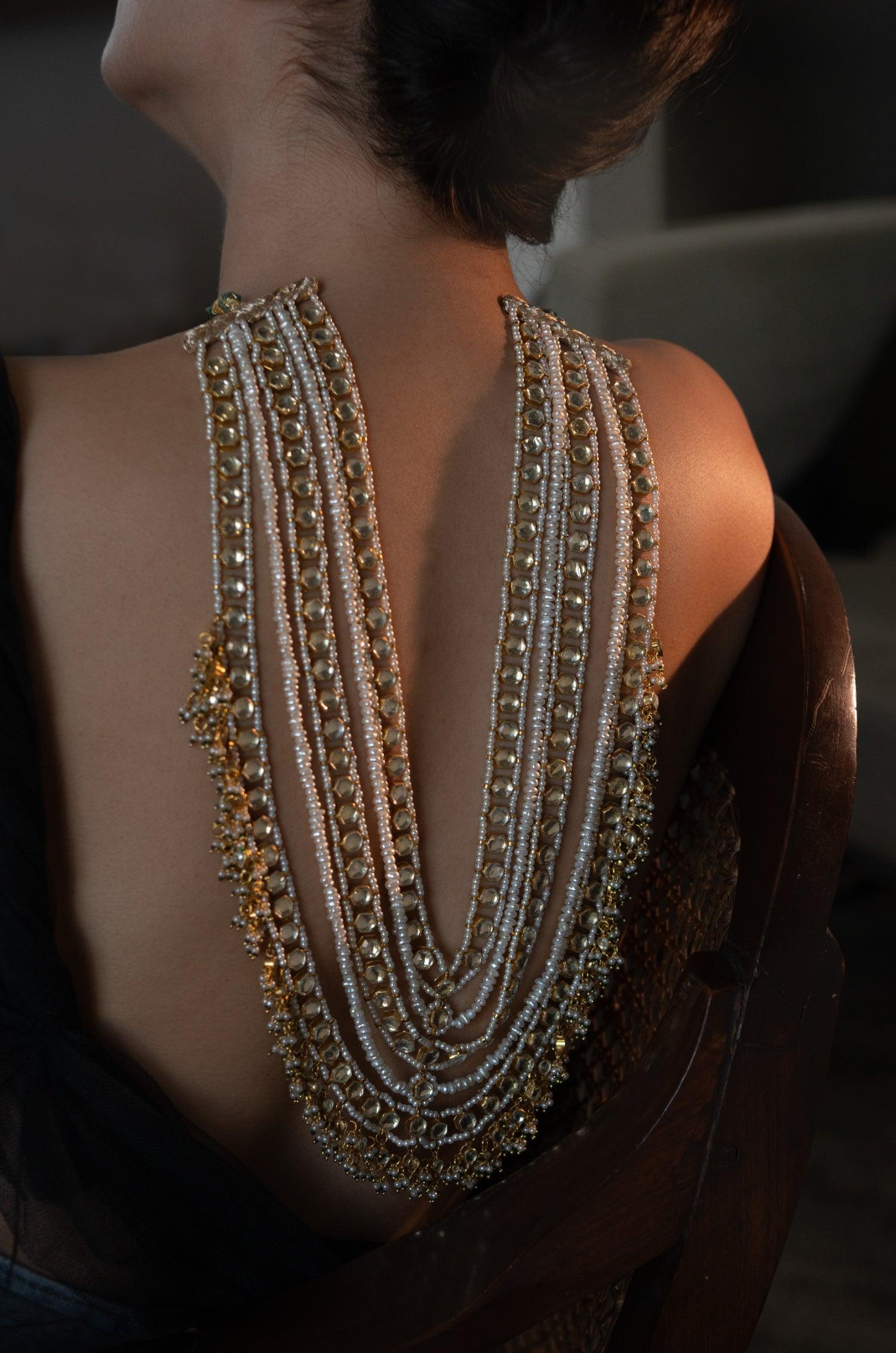 Pearl Kundan Cascade Necklace - Dyulokha