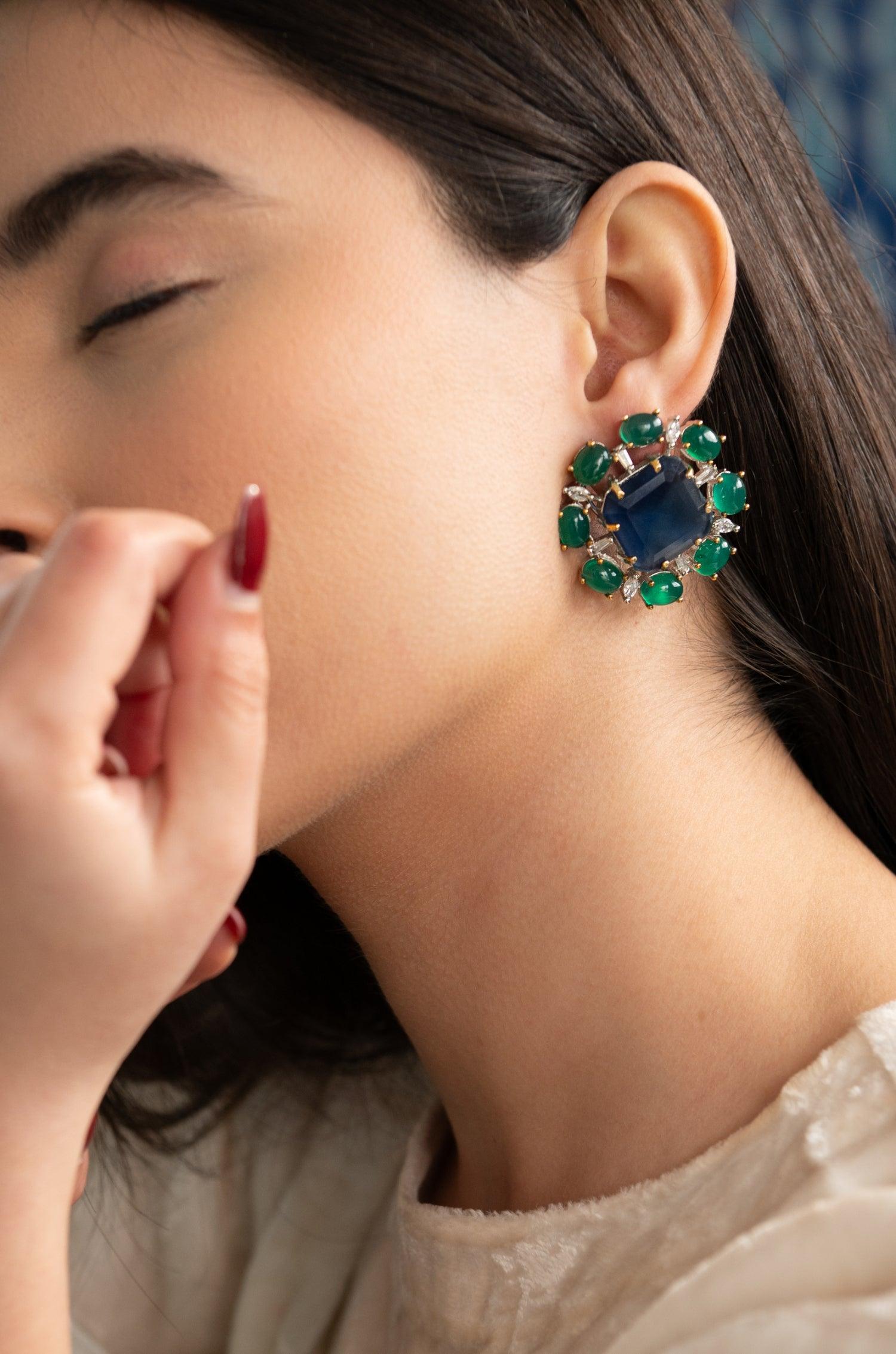 Blue-Green Harmony Studs - Dyulokha