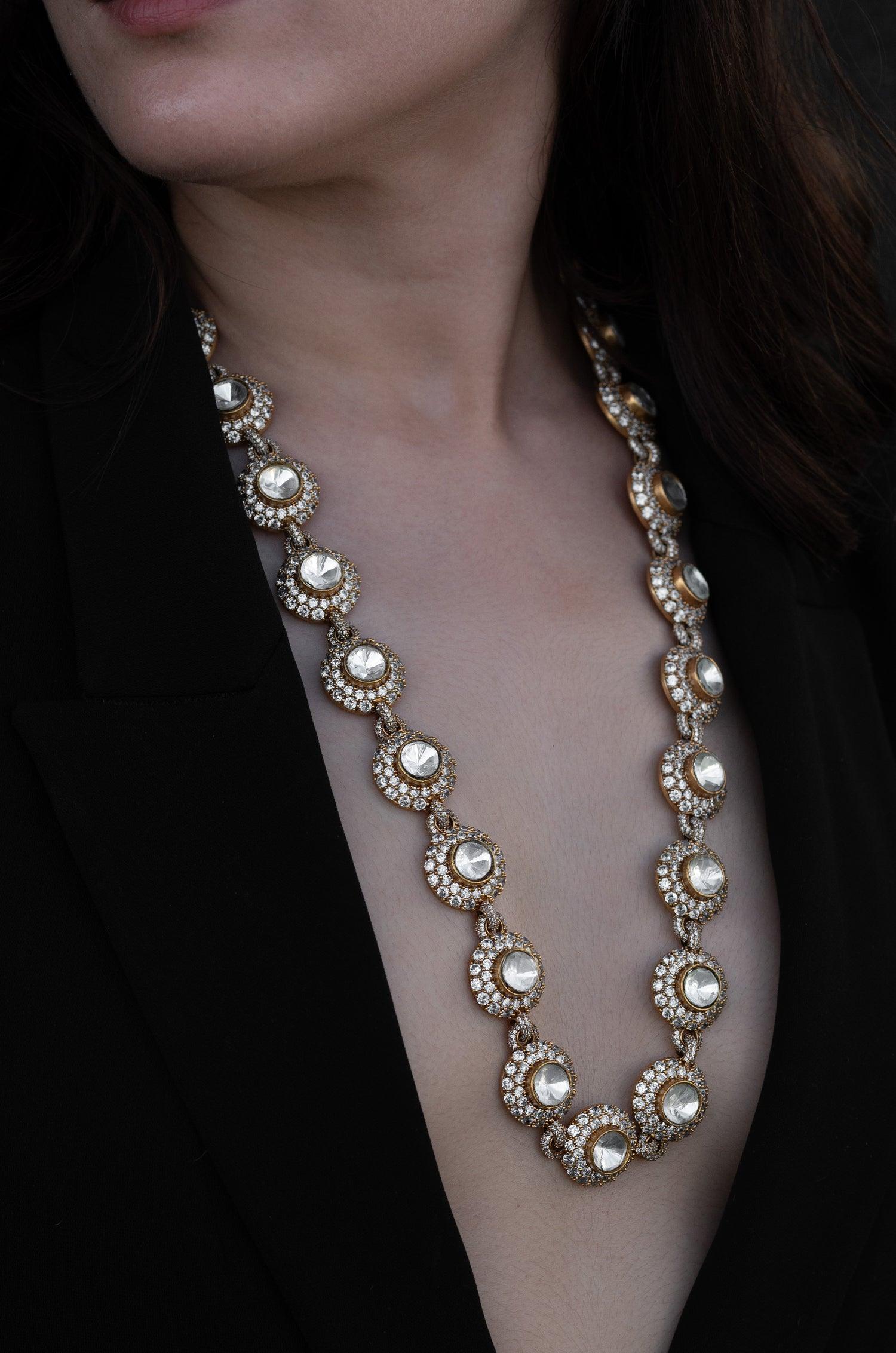 Dazzling Gold Polki Necklace - Dyulokha