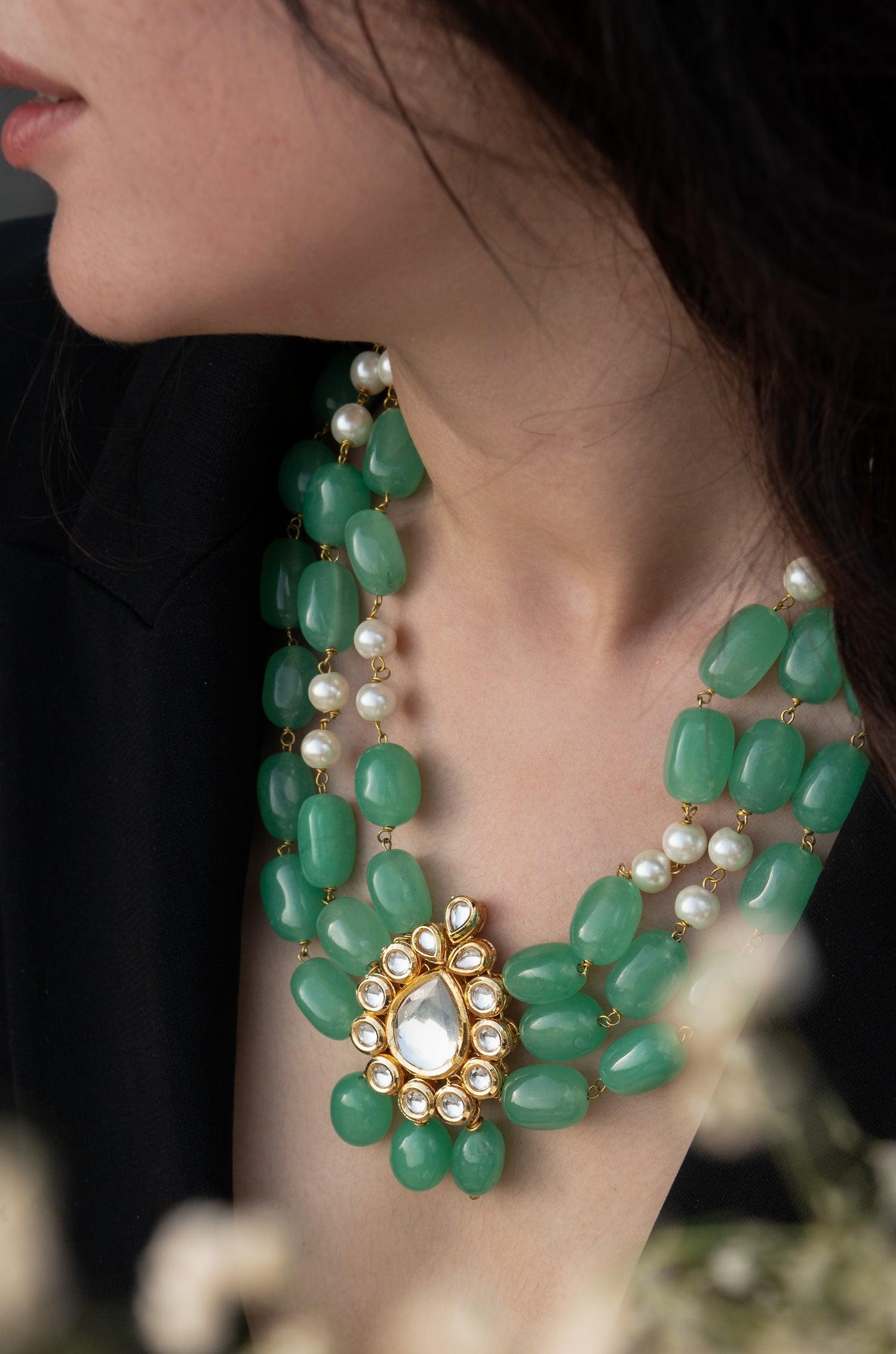 Mint Kundan Elegance Necklace - Dyulokha