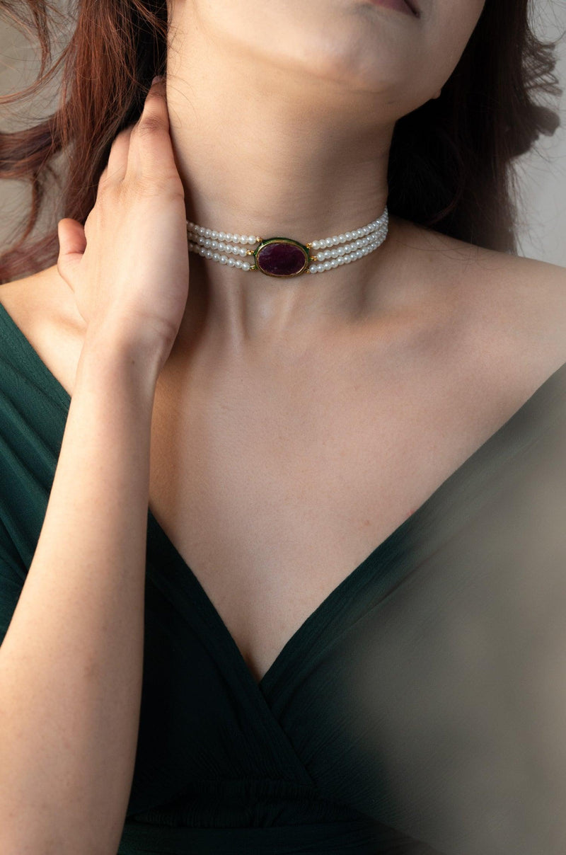 Scarlet Pearl Necklace - Dyulokha