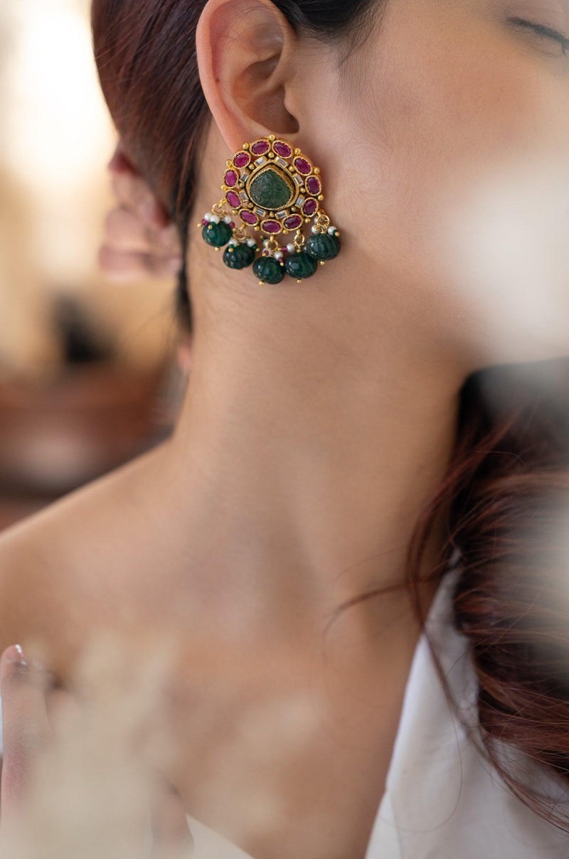 Jade Green Glam Studs - Dyulokha