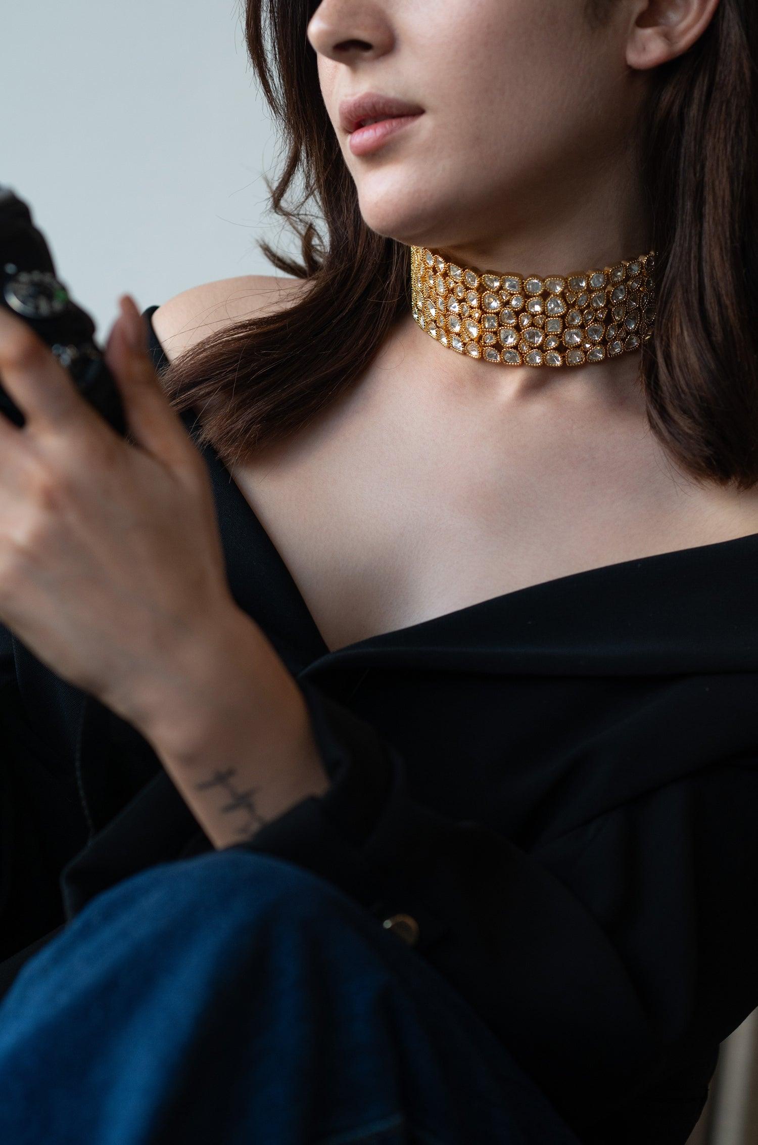 Polki Glam Choker Necklace - Dyulokha