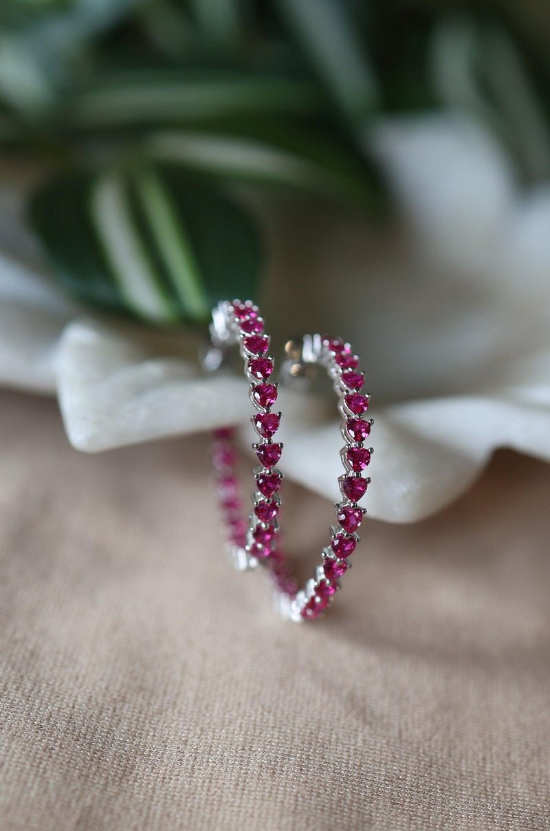 Rosy Heart Hoop Earrings - Dyulokha