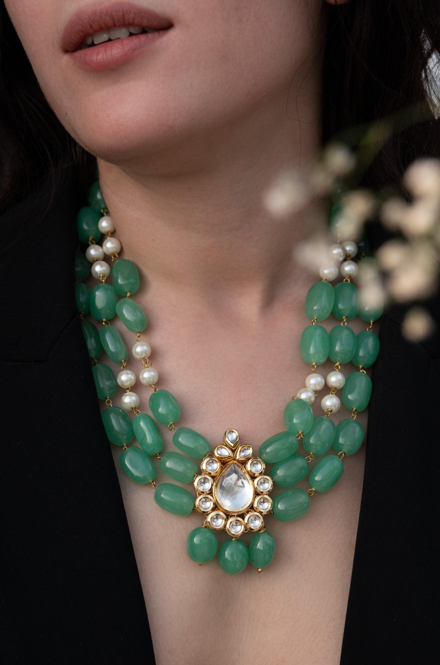 Mint Kundan Elegance Necklace - Dyulokha