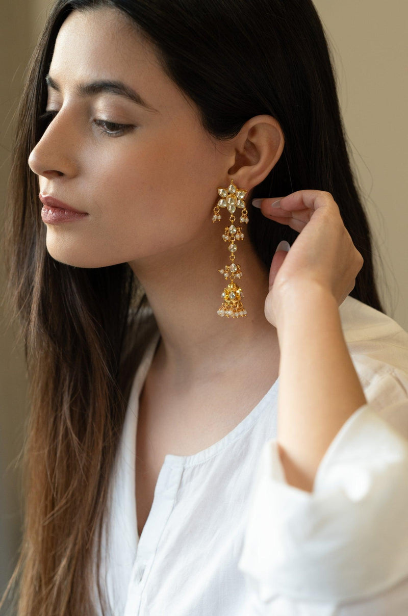 Exquisite Kundan Jhumkas - Dyulokha