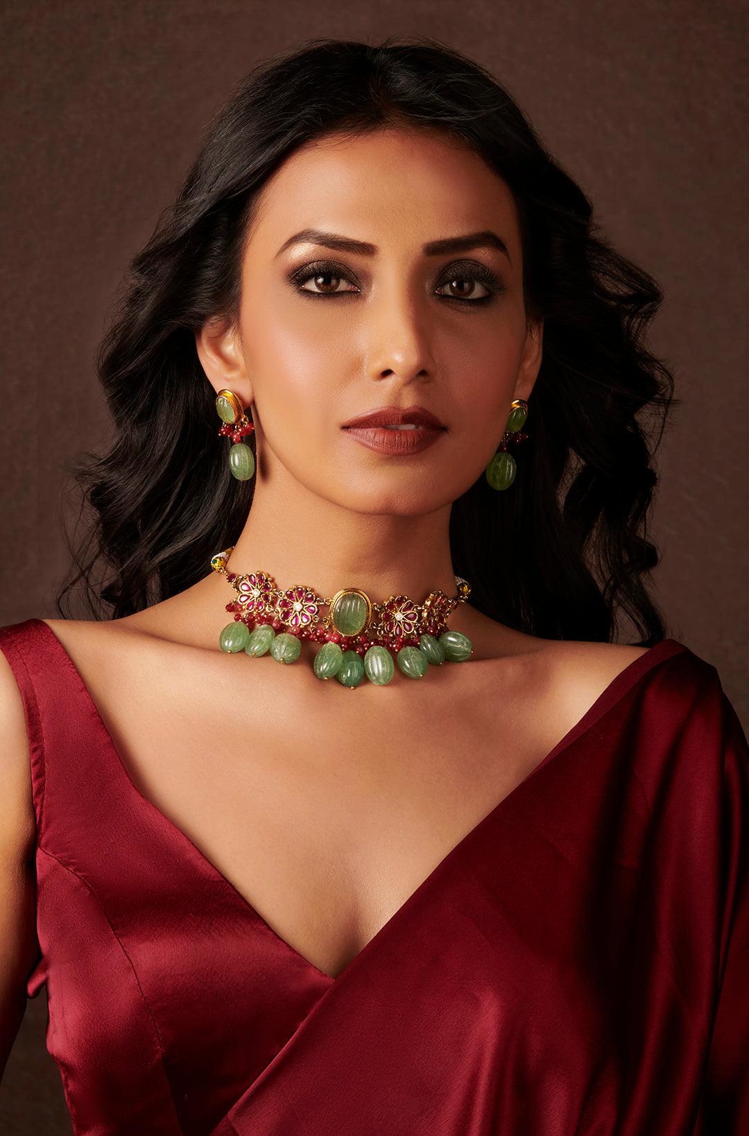 Scarlet Mint Choker Set - Dyulokha