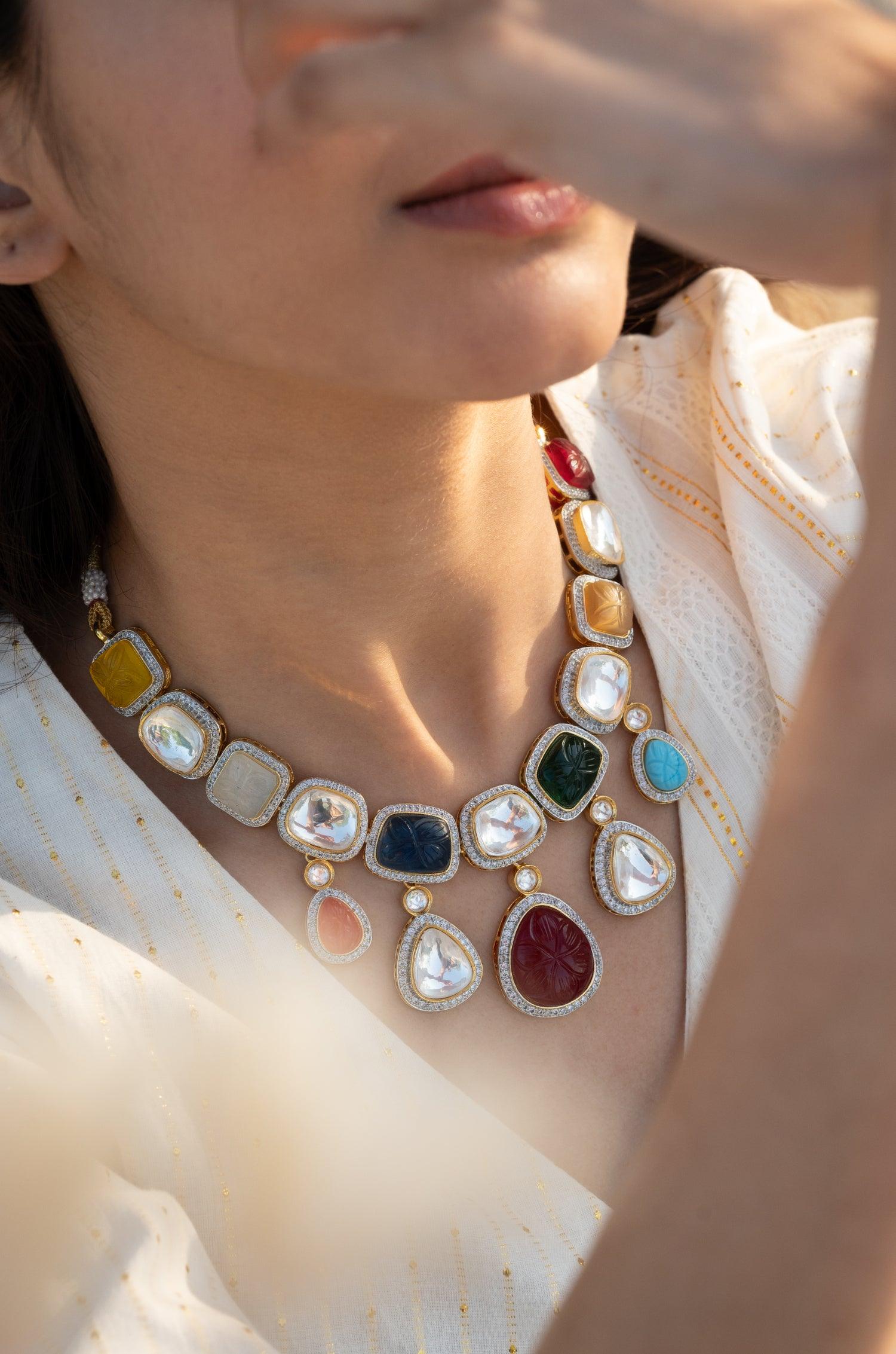Navratan Splendor Necklace Set - Dyulokha