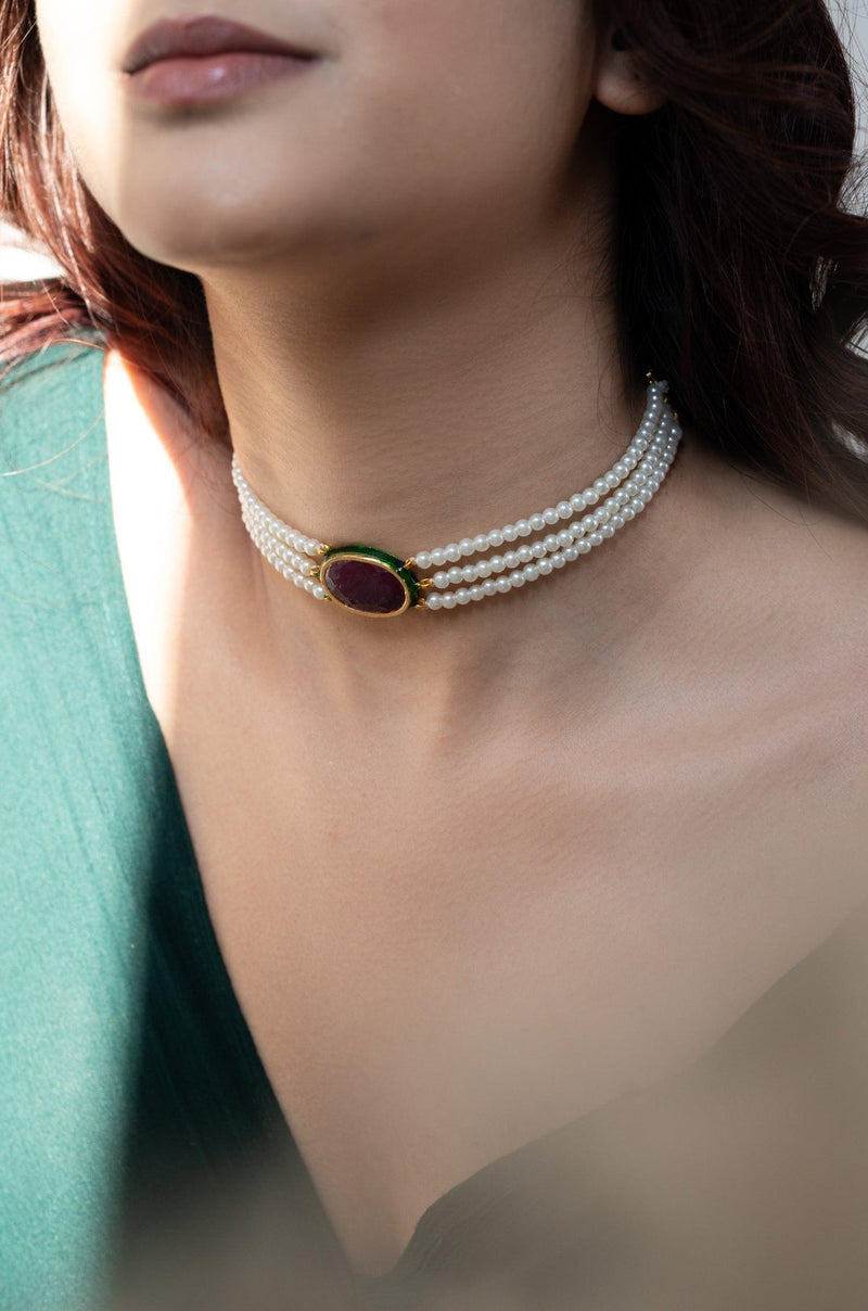 Scarlet Pearl Necklace - Dyulokha