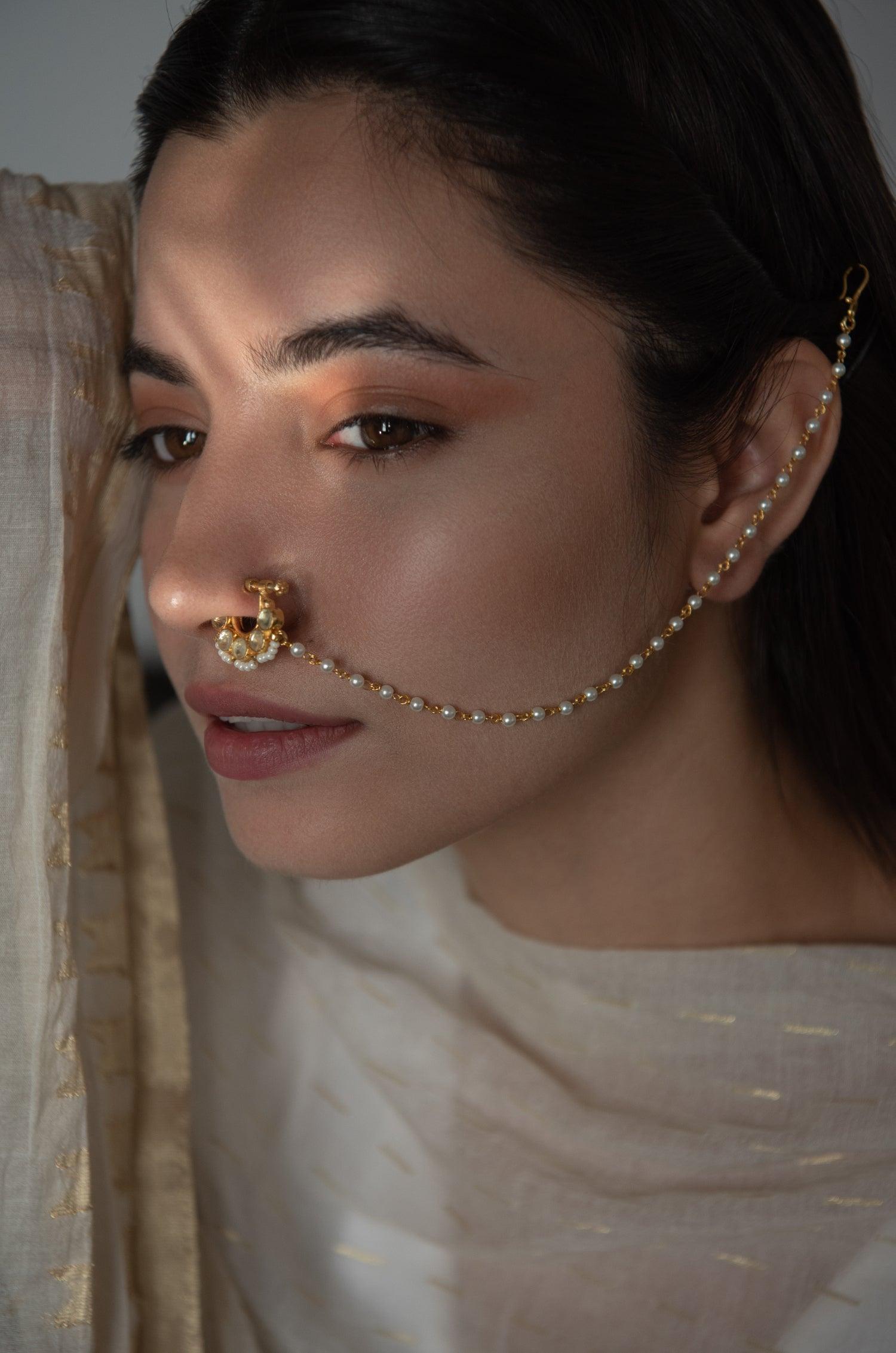 Radiant Kundan Nose Ring - Dyulokha