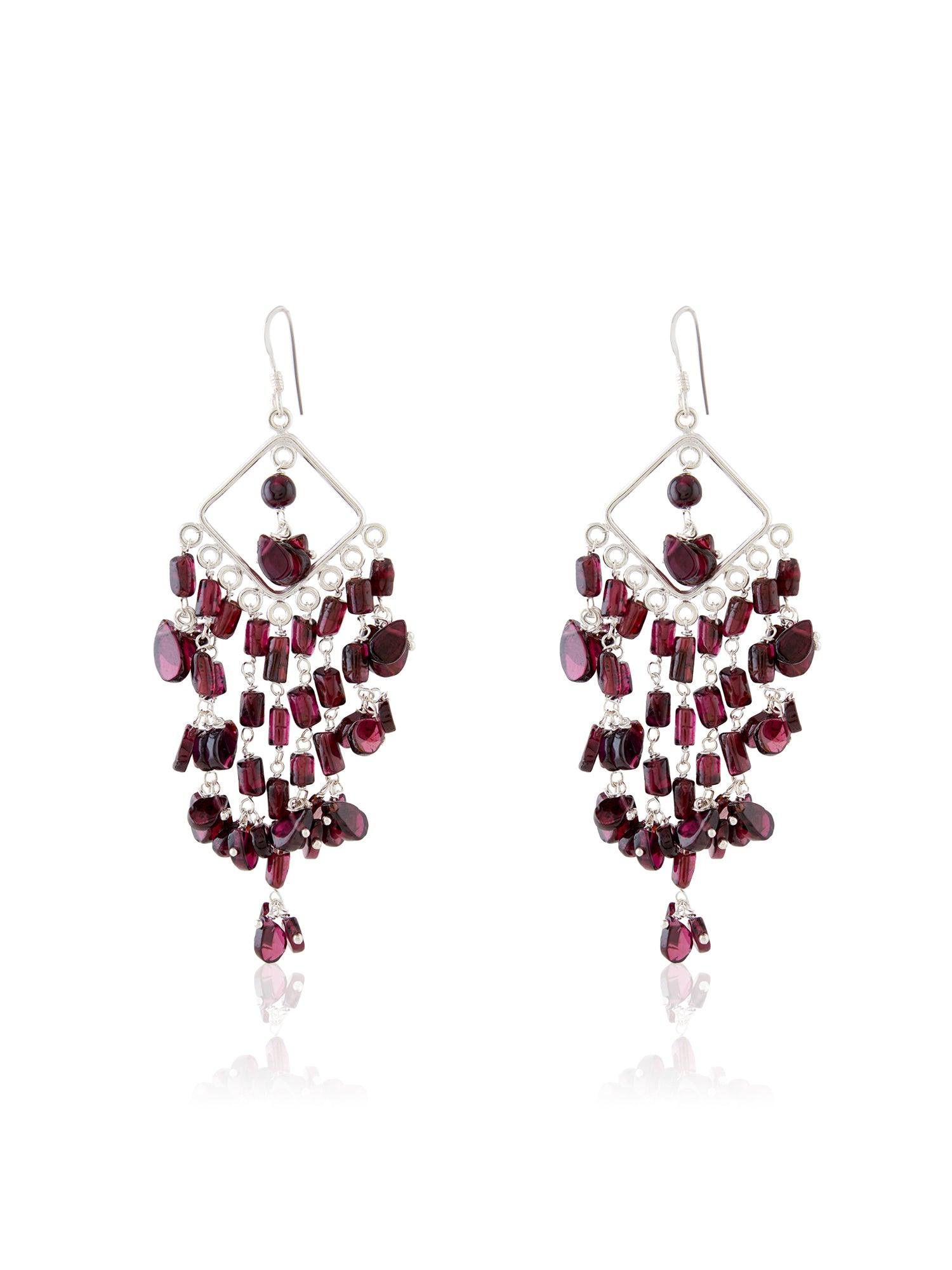 Garnet Glow Danglers - Dyulokha