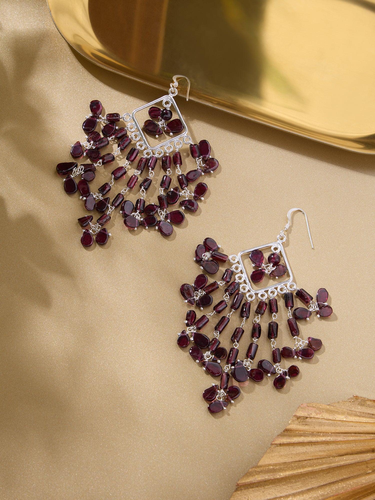 Garnet Glow Danglers - Dyulokha