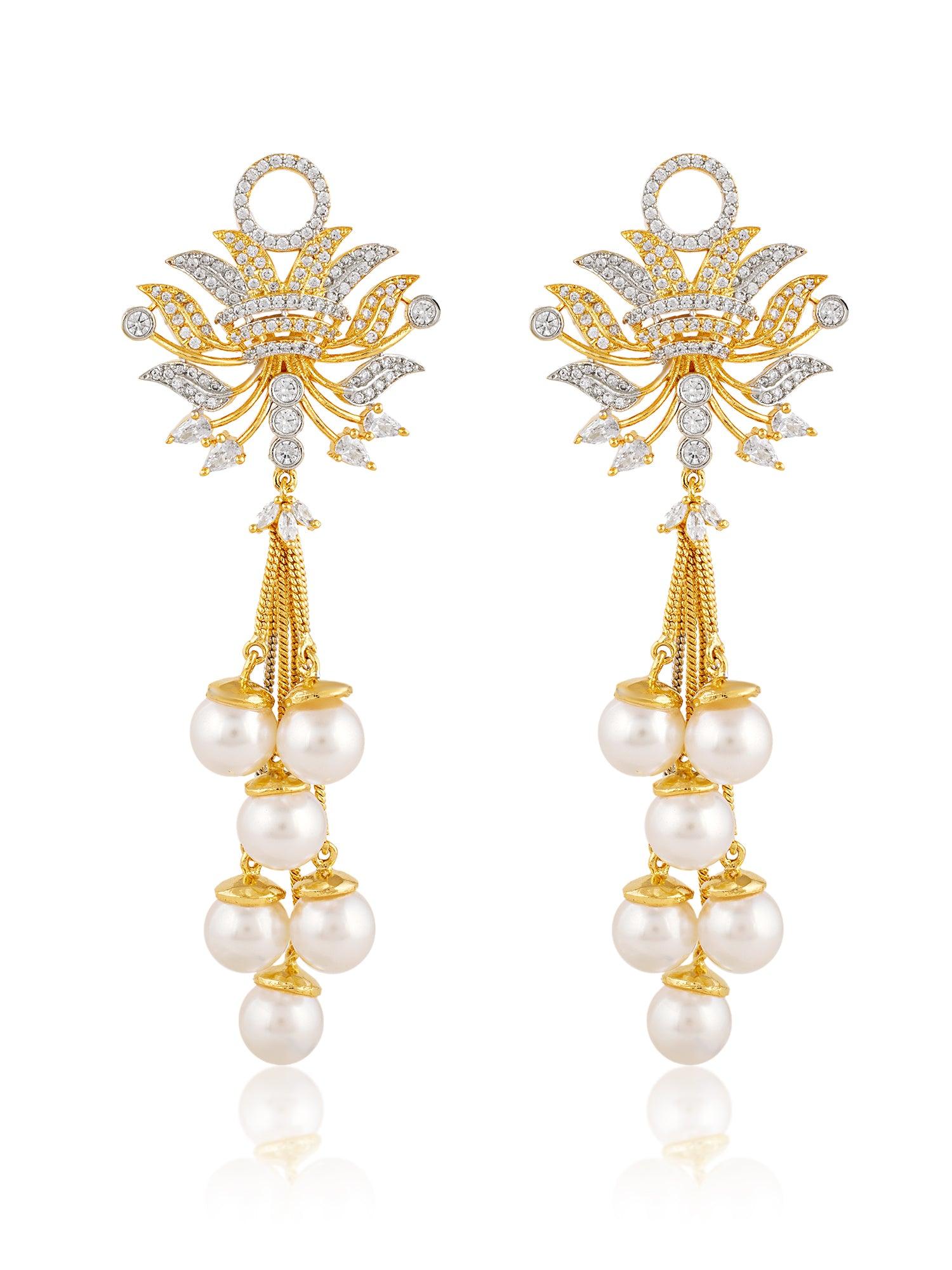 Blooming Pearl Danglers - Dyulokha