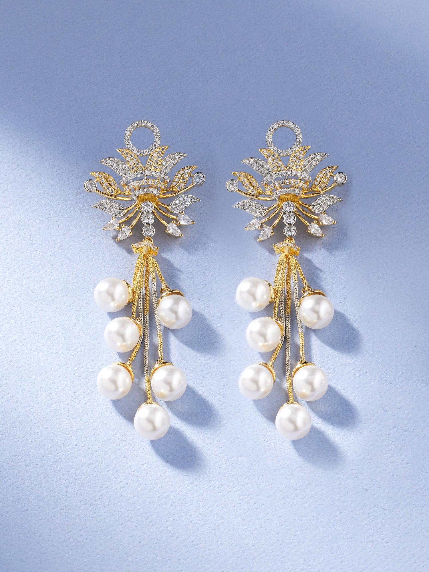 Blooming Pearl Danglers - Dyulokha