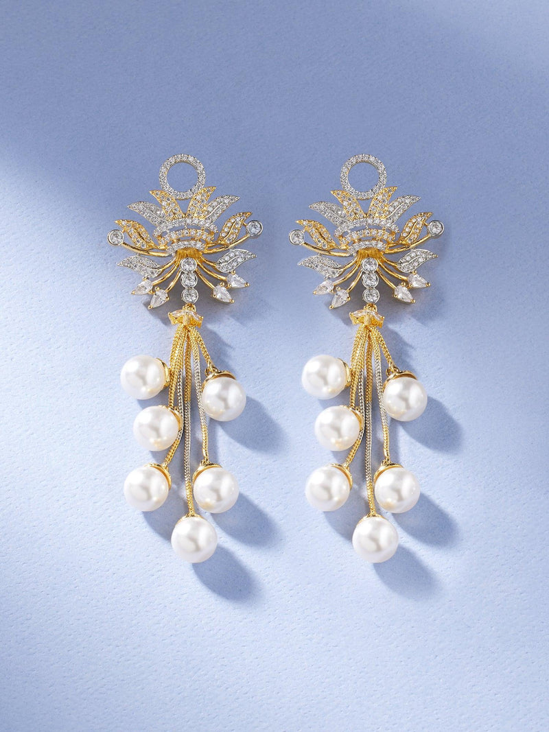 Blooming Pearl Danglers - Dyulokha