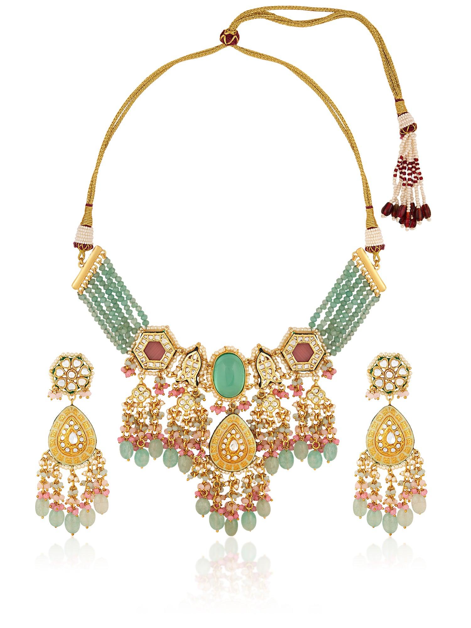 Oceanic Waves Maang Tikka Choker set - Dyulokha