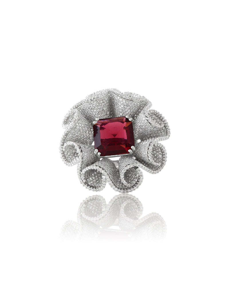Ethereal Ruby Bloom Ring - Dyulokha