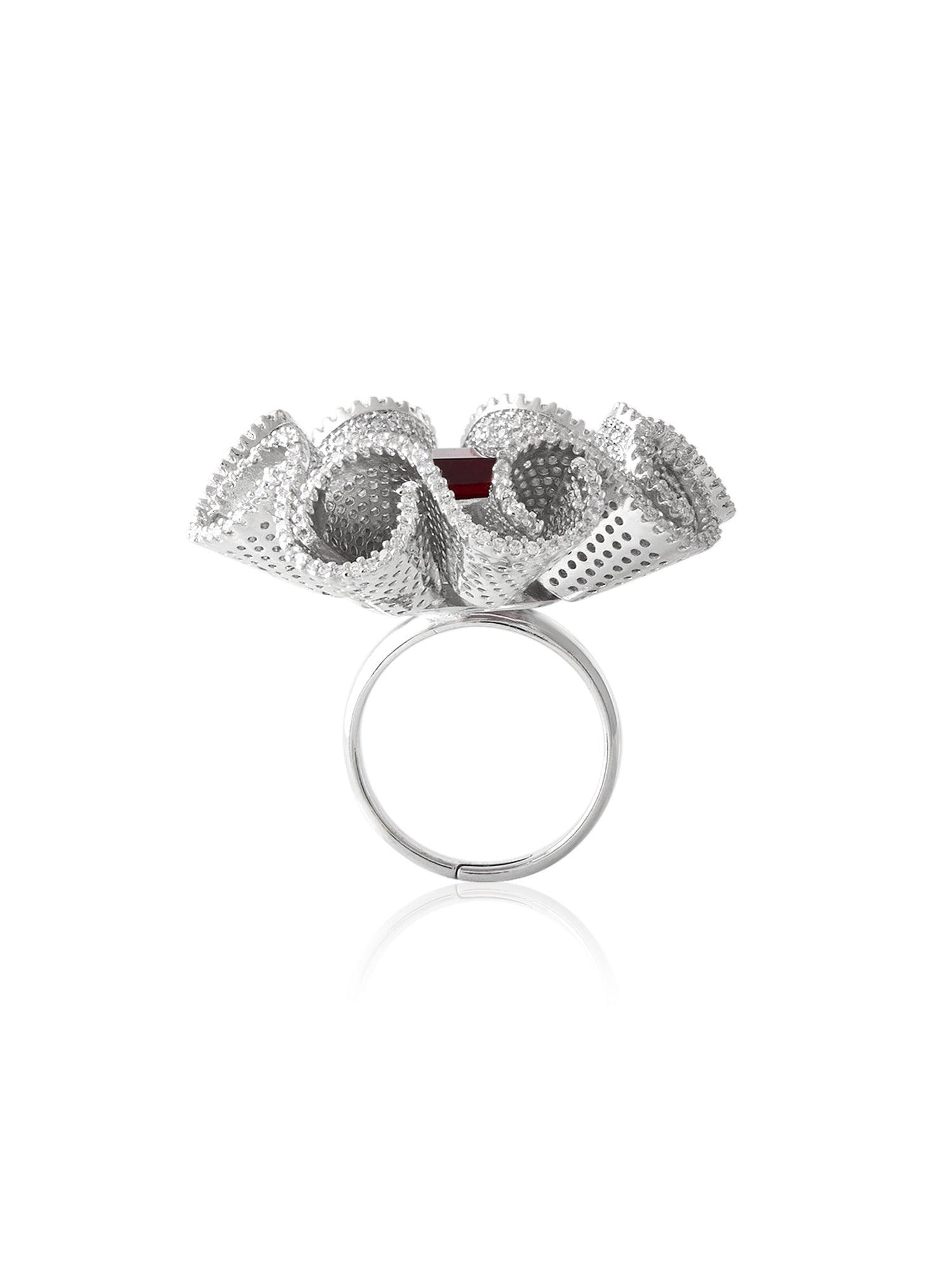 Ethereal Ruby Bloom Ring - Dyulokha