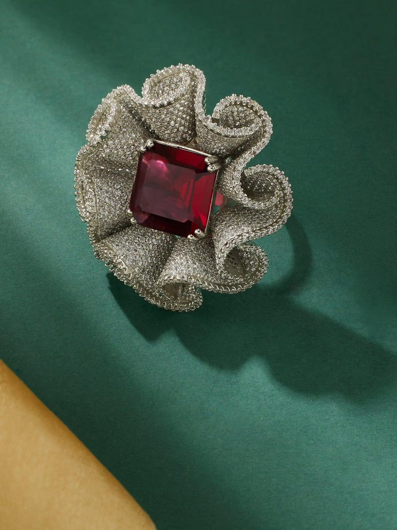 Ethereal Ruby Bloom Ring - Dyulokha