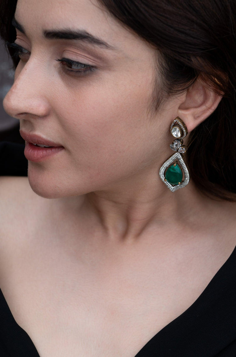 Green Polki Victorian Elegance Set - Dyulokha