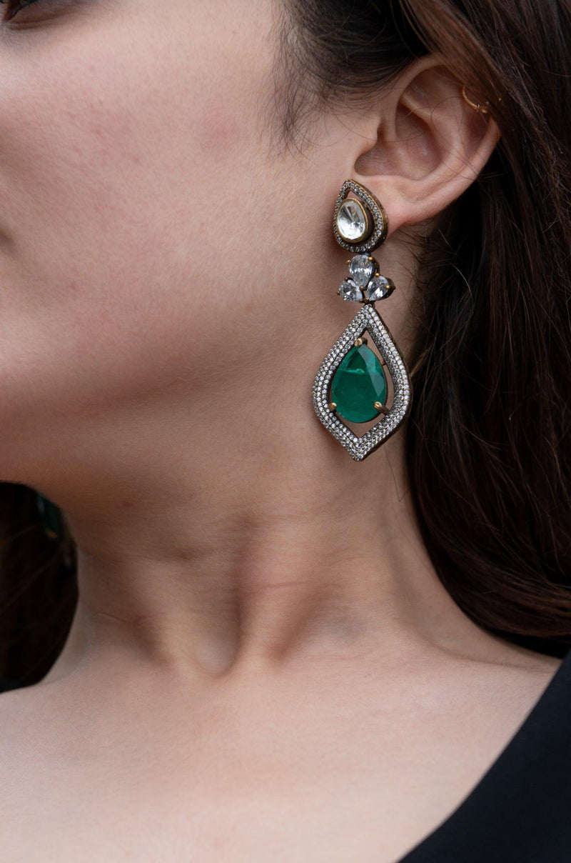 Green Polki Victorian Elegance Set - Dyulokha